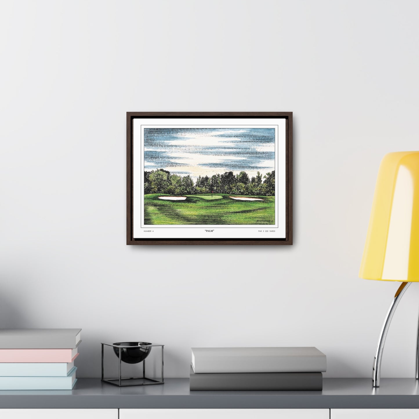 Flowering Crab Apple Watercolor Framed Canvas Golf Art