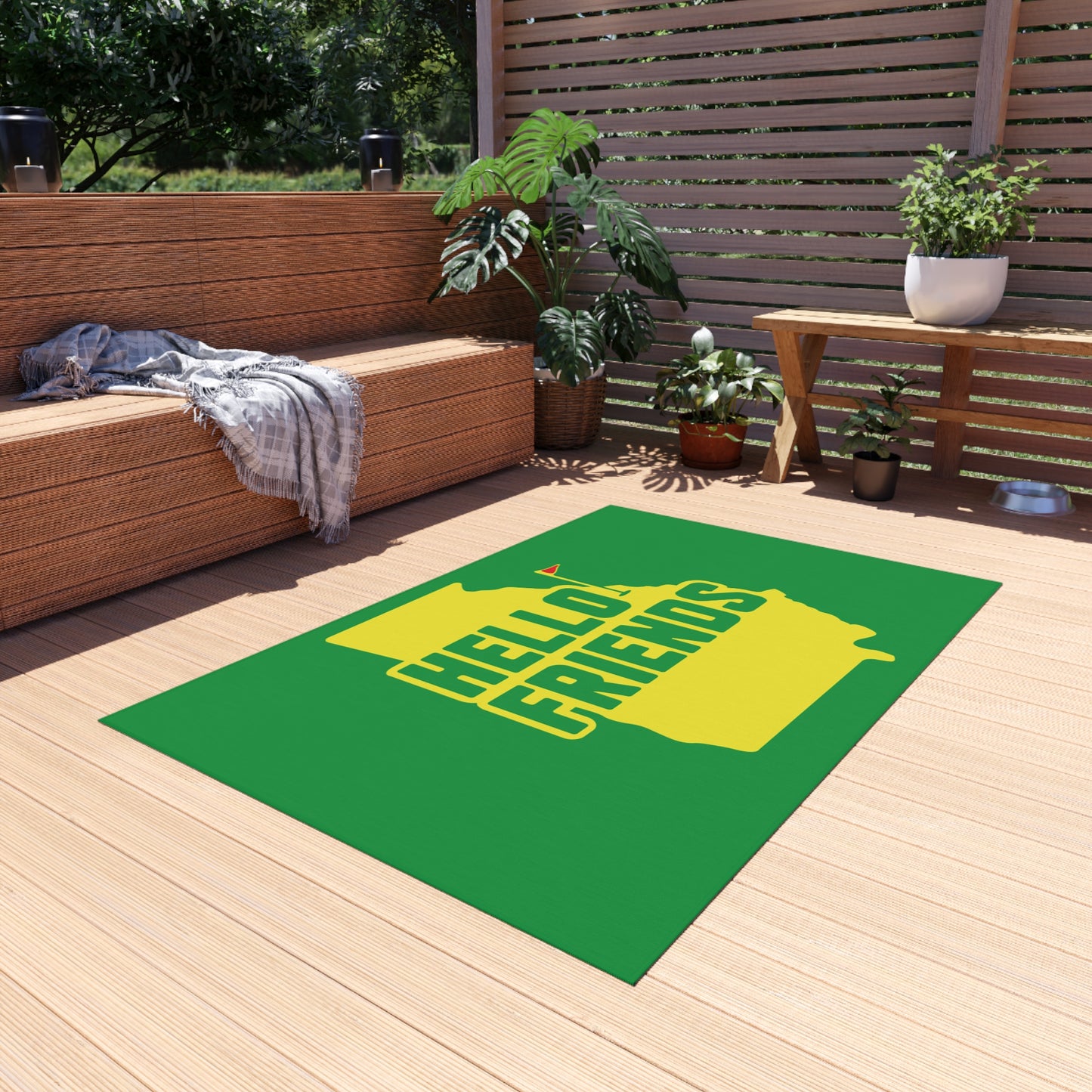 Hello Friends Indoor Outdoor Golf Themed Rug