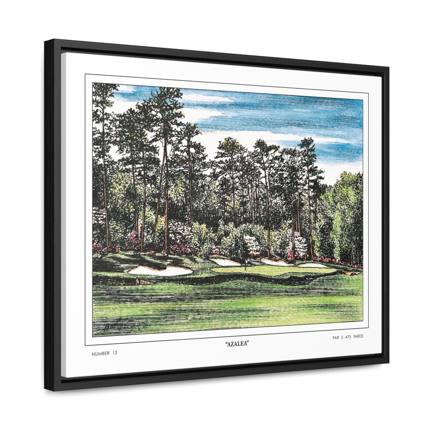 Hole 13 Azalea Framed Canvas Golf Art for Wall