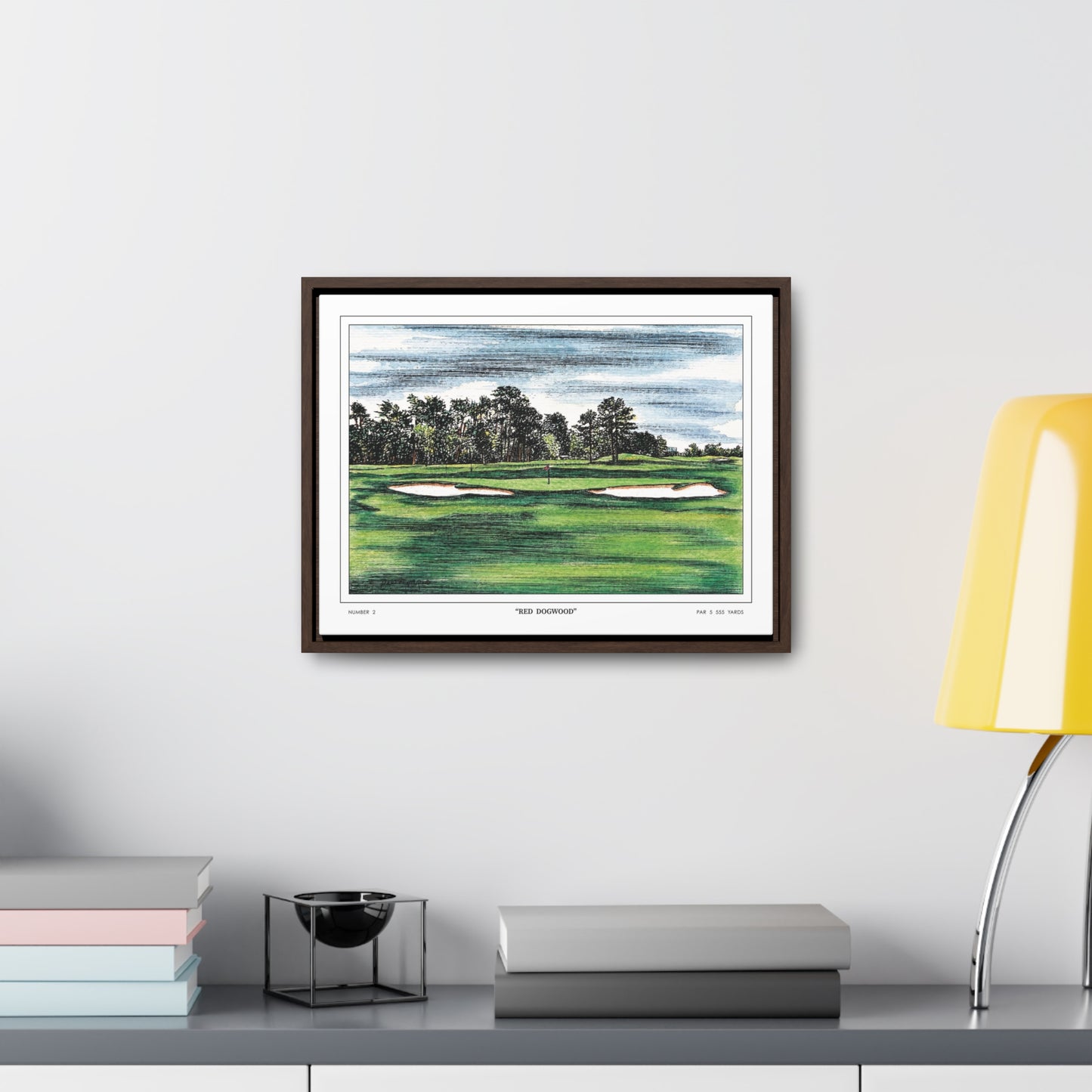 Pink Dogwood Augusta National Hole 2 Watercolor Painting | Original Masters Golf Art for Wall | Framed Horizontal Stretched Canvas Print