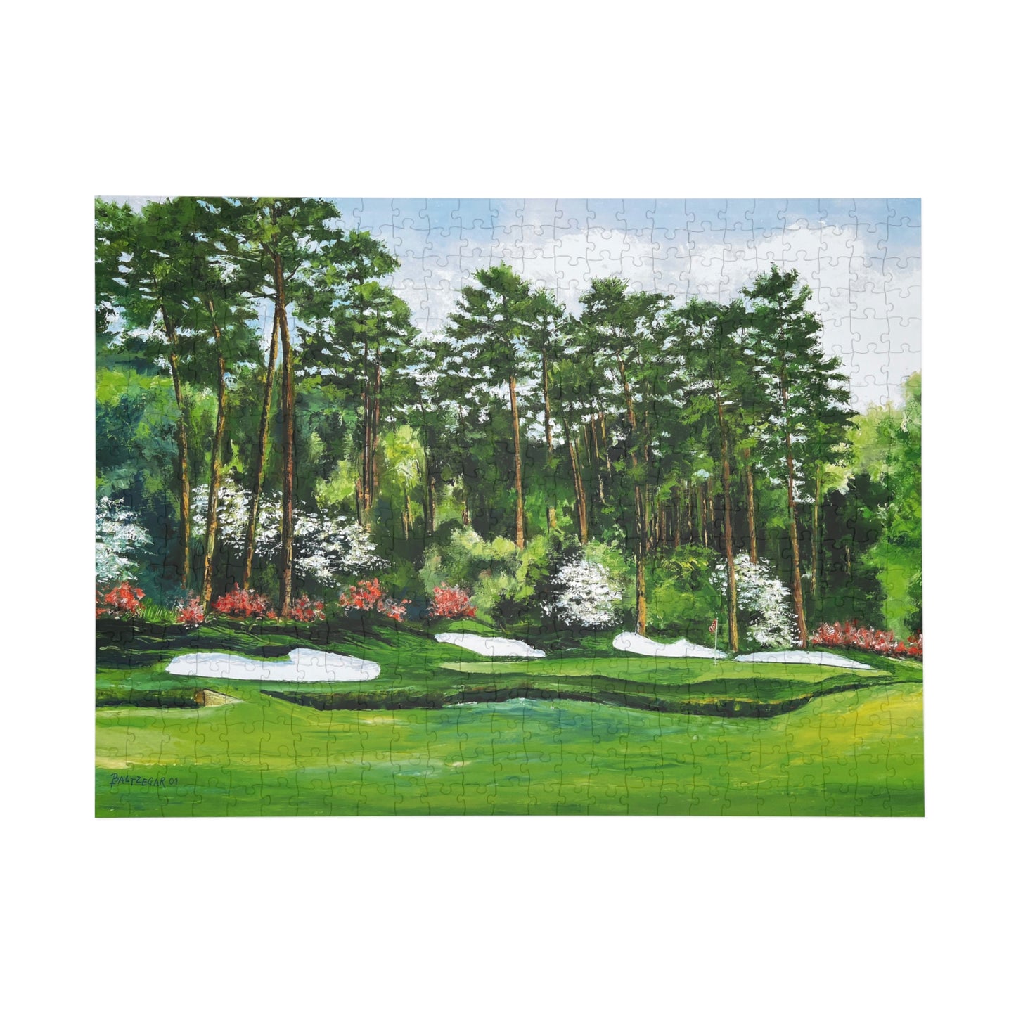 Wooden Jigsaw Puzzle of Hole 13 Azalea Featuring Original Golf Art