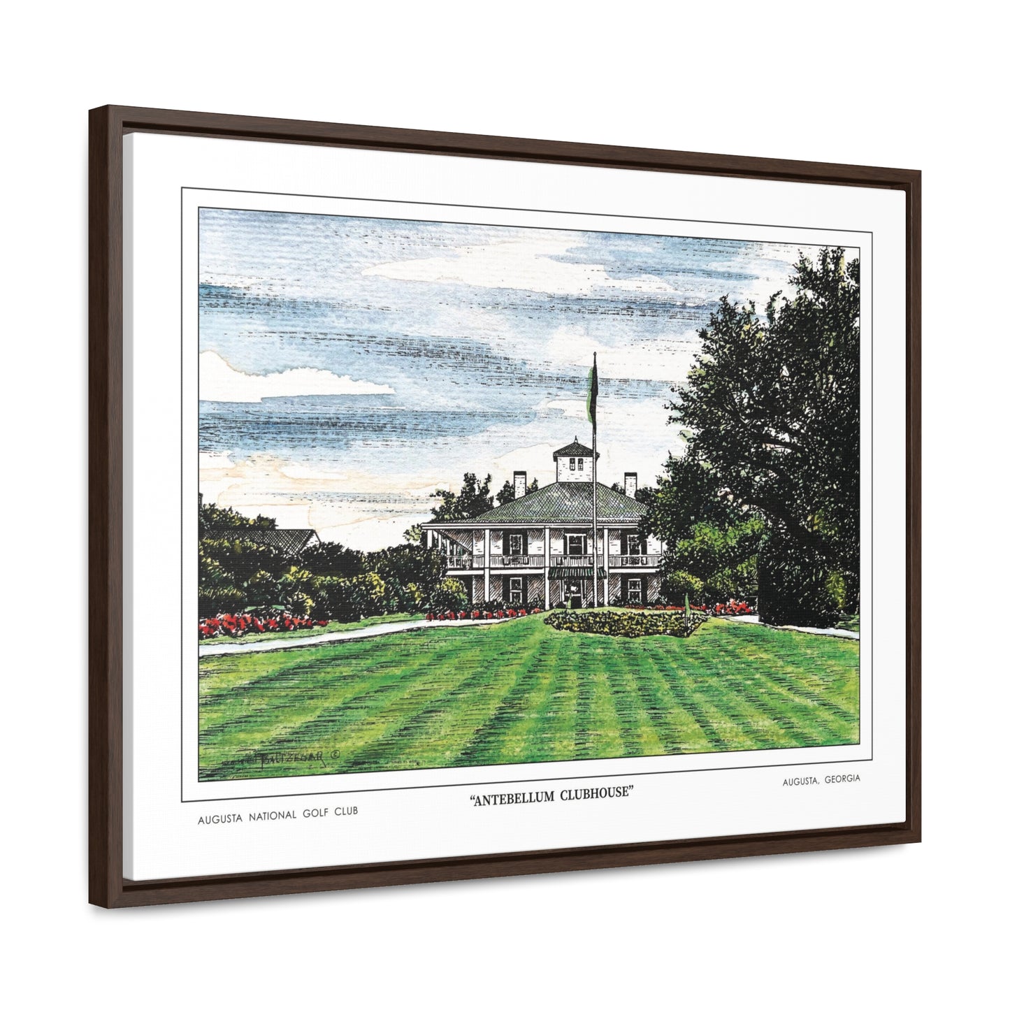 "Antebellum Clubhouse" Framed Canvas Golf Art for Wall