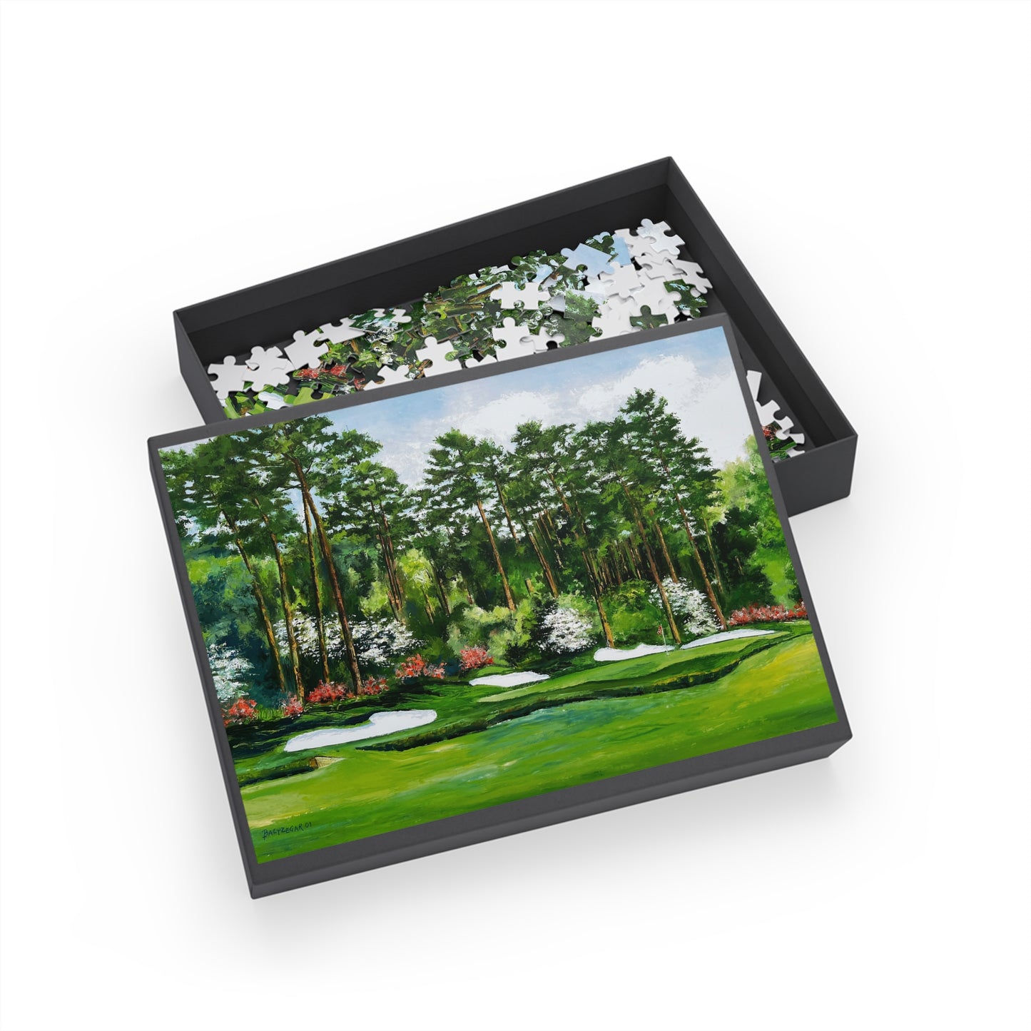 Wooden Jigsaw Puzzle of Hole 13 Azalea Featuring Original Golf Art