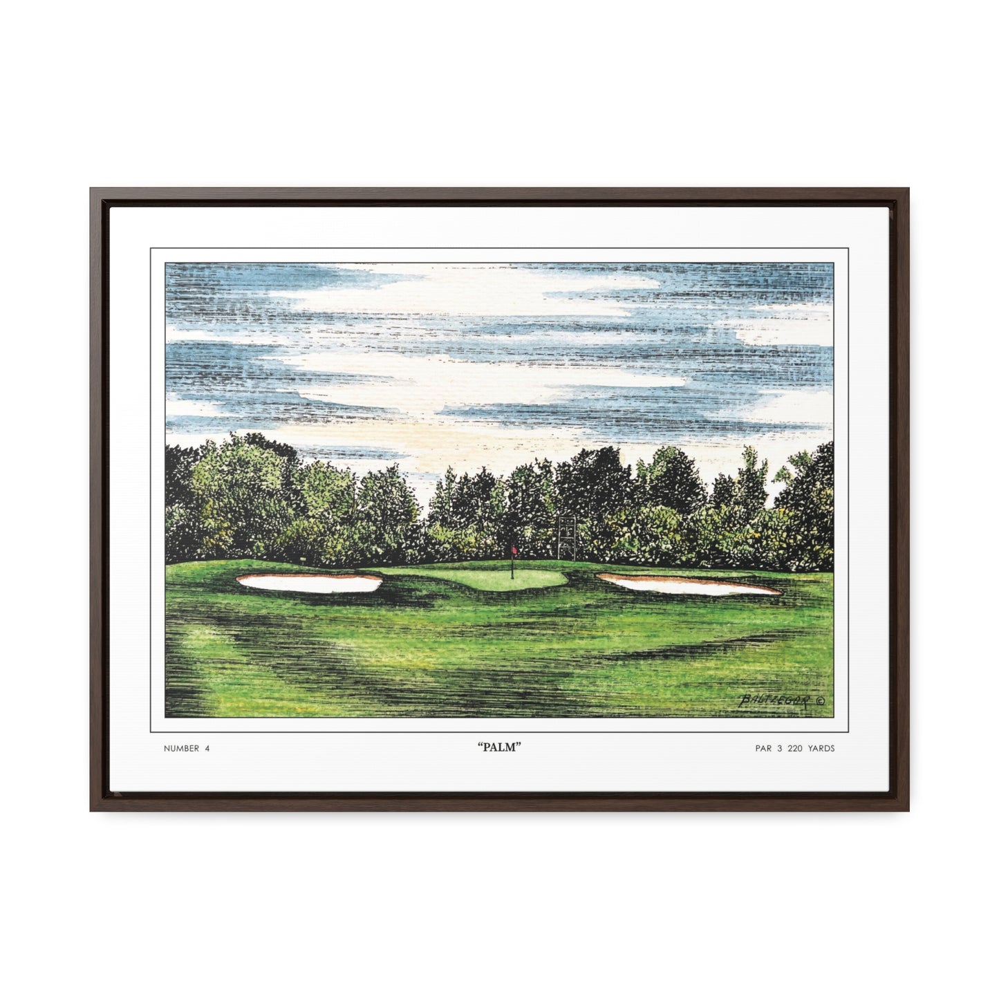 Flowering Crab Apple Watercolor Framed Canvas Golf Art