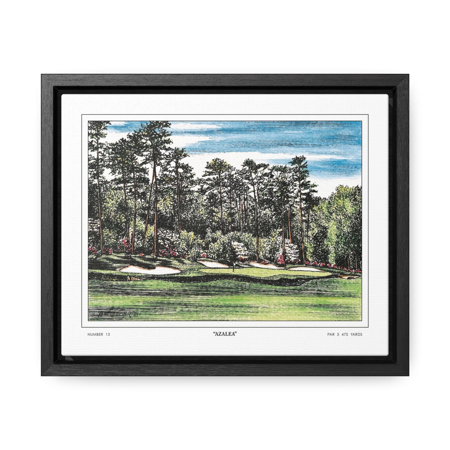 Hole 13 Azalea Framed Canvas Golf Art for Wall