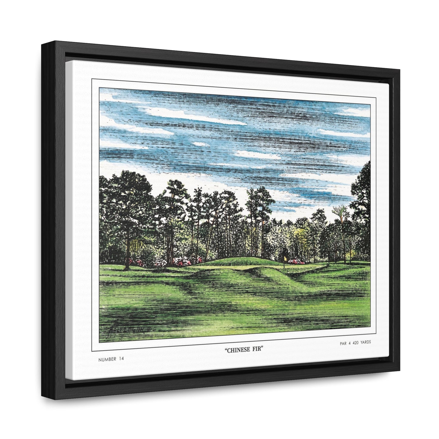 Chinese Fir Framed Canvas Golf Print for Wall