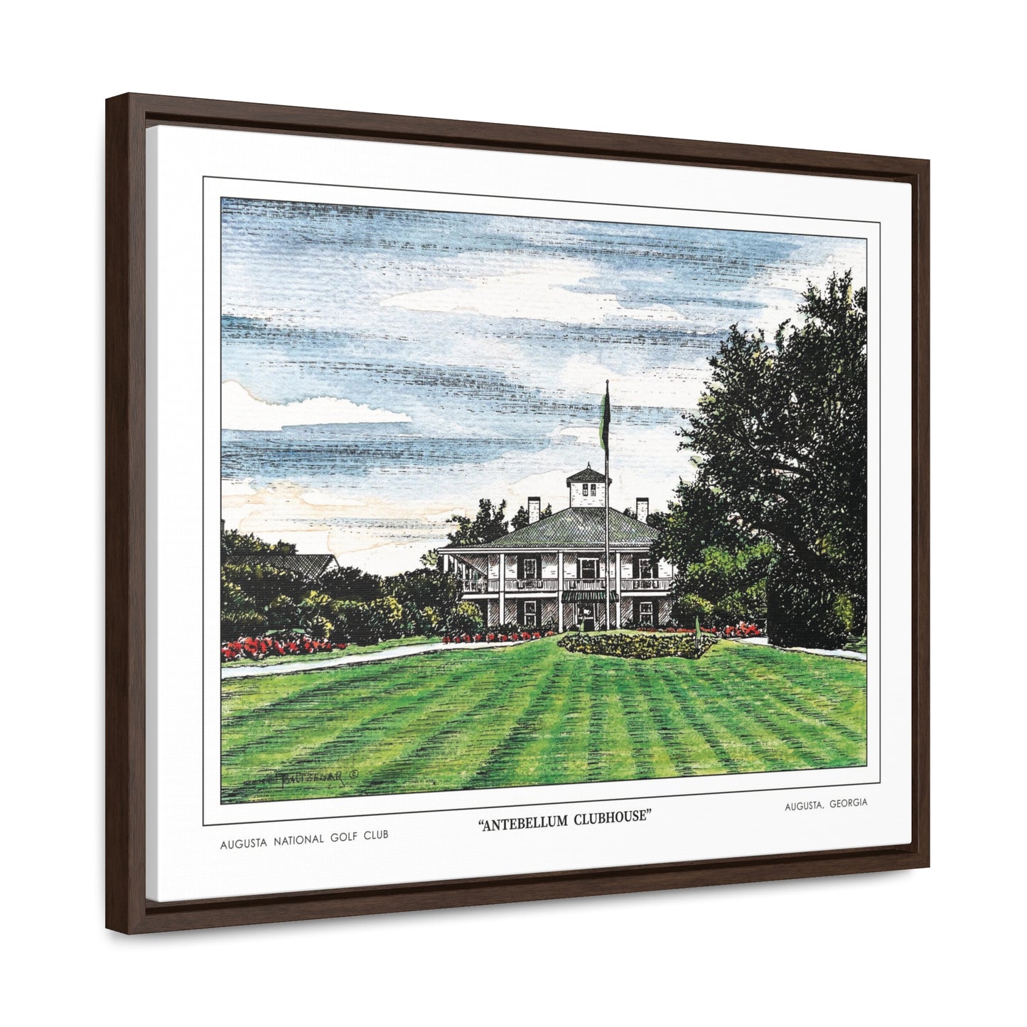 "Antebellum Clubhouse" Framed Canvas Golf Art for Wall