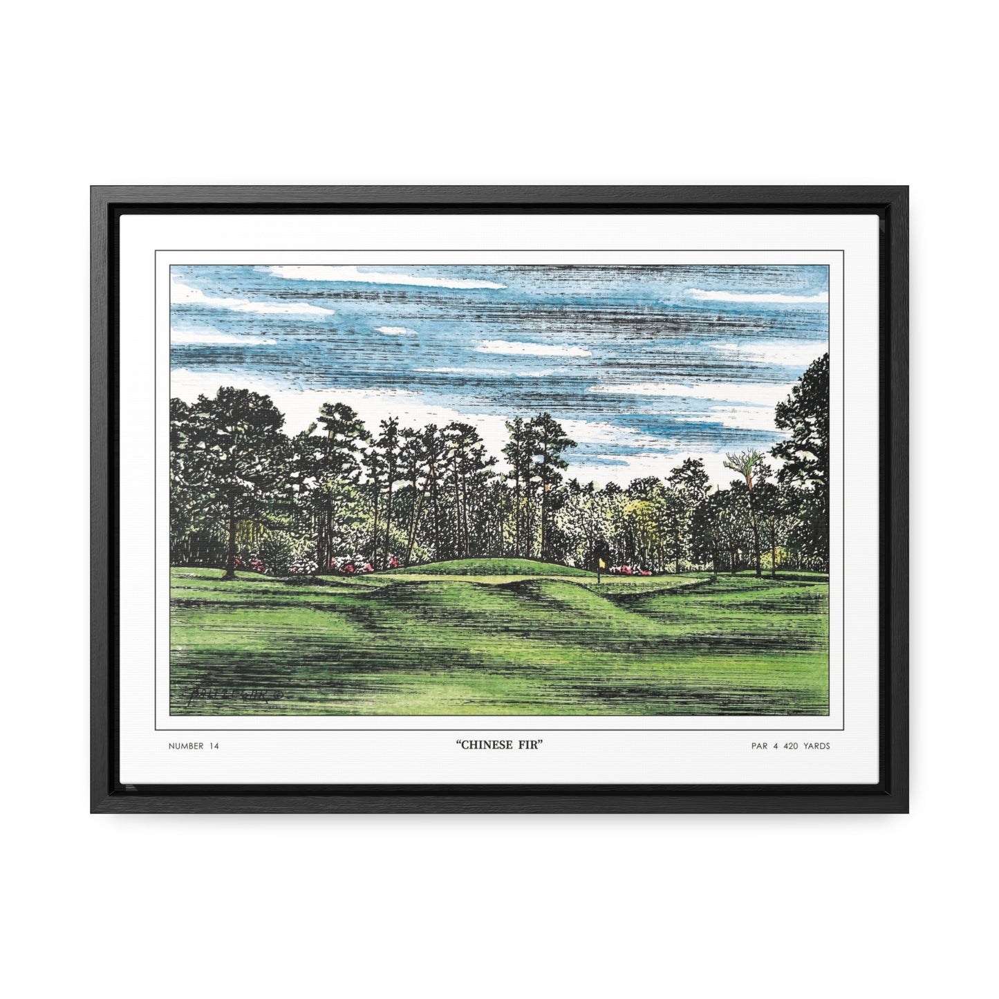 Chinese Fir Framed Canvas Golf Print for Wall