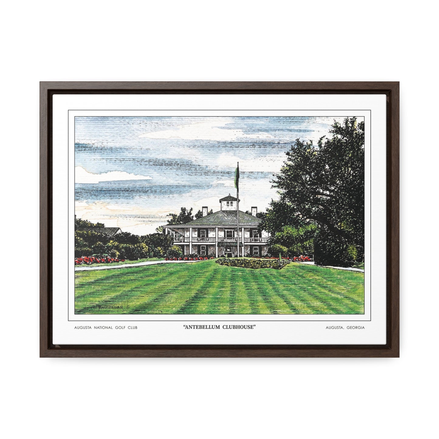 "Antebellum Clubhouse" Framed Canvas Golf Art for Wall