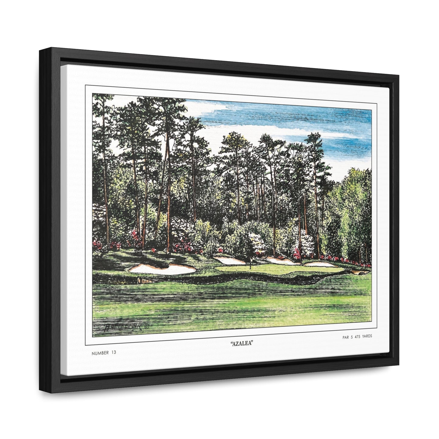 Hole 13 Azalea Framed Canvas Golf Art for Wall