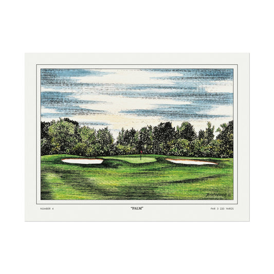 Hole 4 "Palm" at Augusta National in 1968 | Vintage Masters Wall Art | Horizontal Decor | Golf Course Poster | Watercolor Print