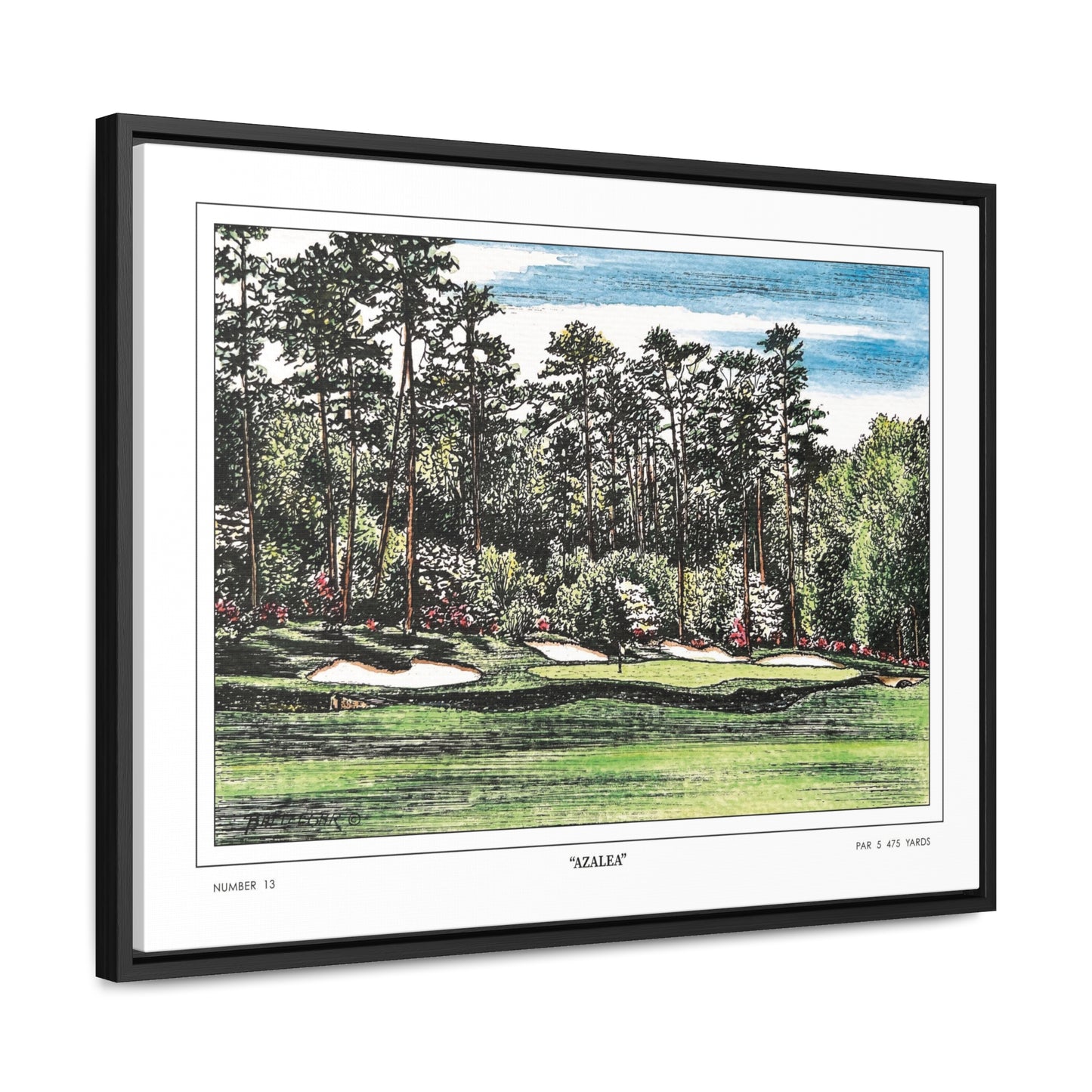 Hole 13 Azalea Framed Canvas Golf Art for Wall