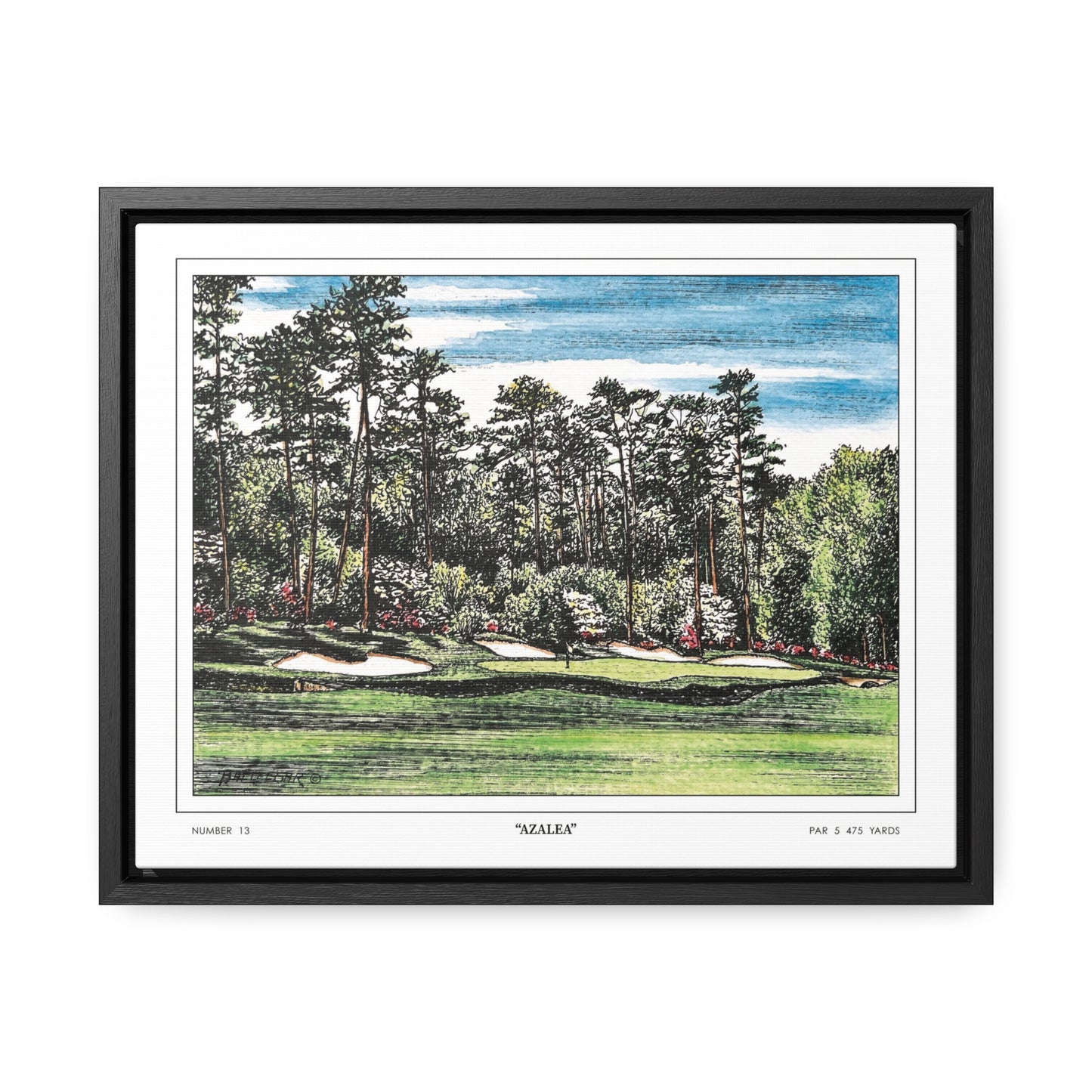 Hole 13 Azalea Framed Canvas Golf Art for Wall