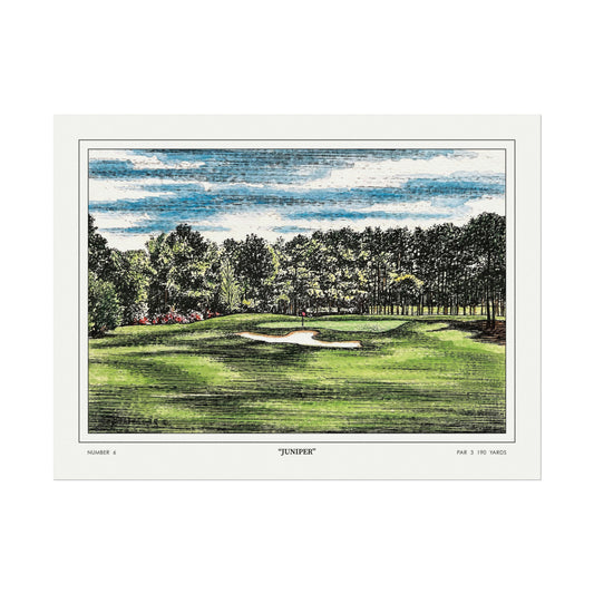 Hole 6 "Juniper" at Augusta National in 1968 | Vintage Masters Wall Art | Horizontal Decor | Golf Course Poster | Watercolor Print