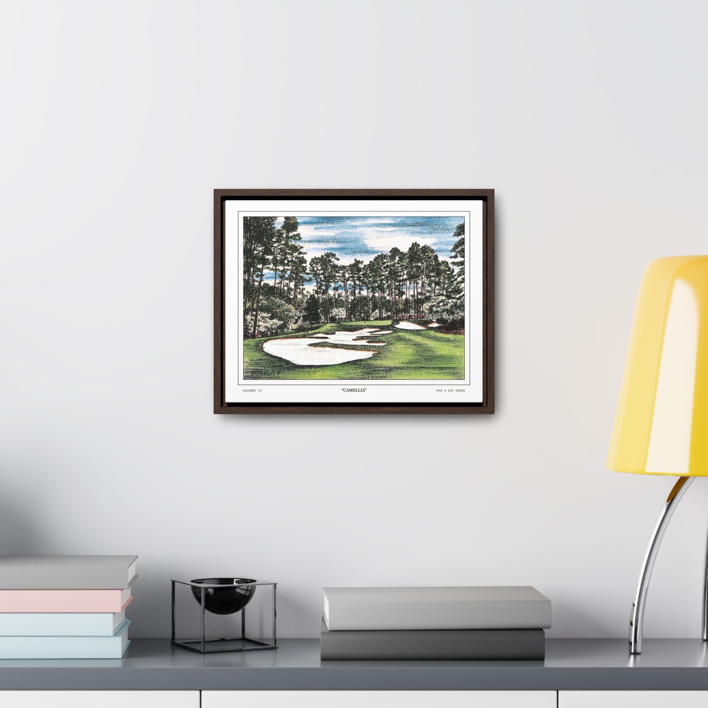 Camellia Watercolor Framed Canvas Golf Art for Wall