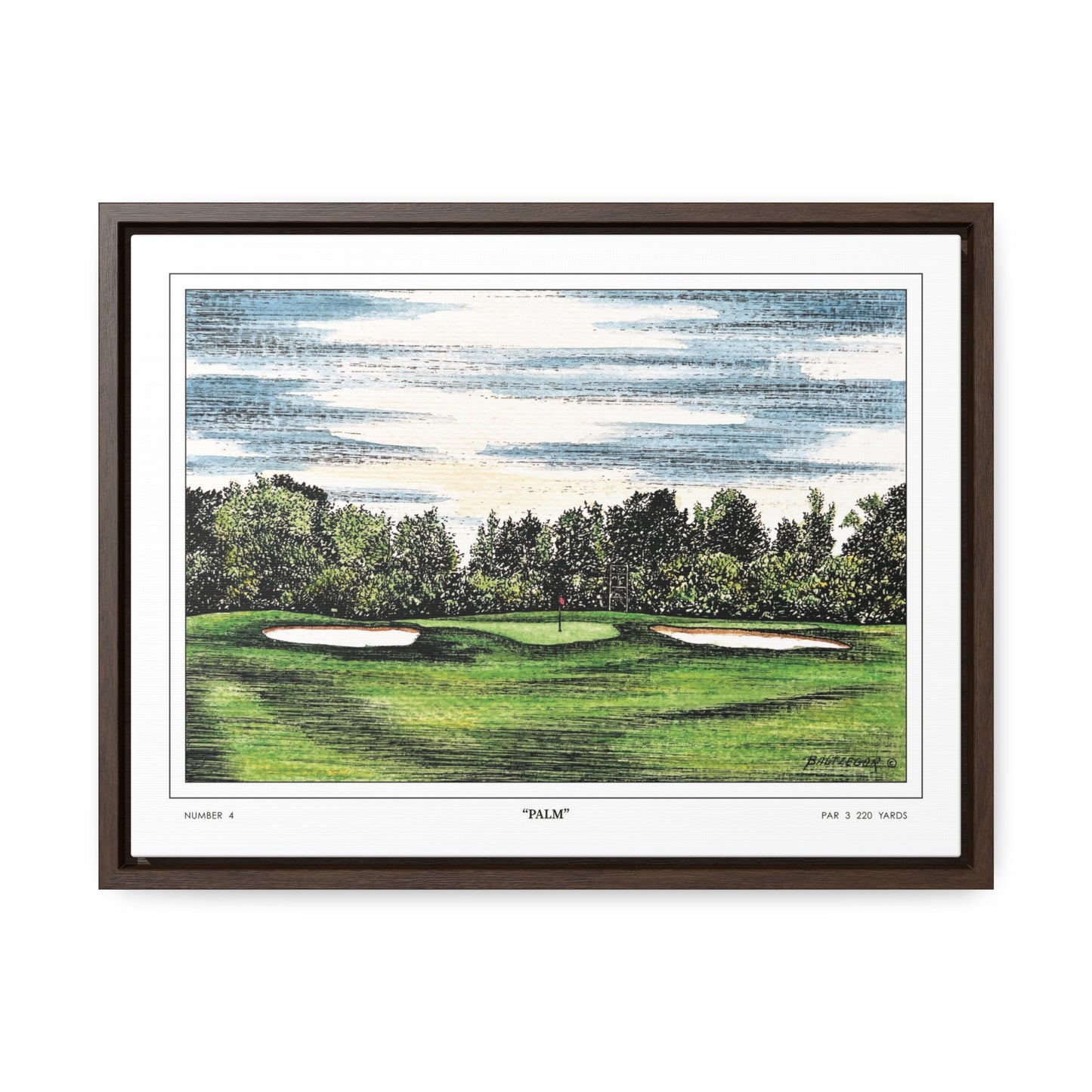 Flowering Crab Apple Watercolor Framed Canvas Golf Art