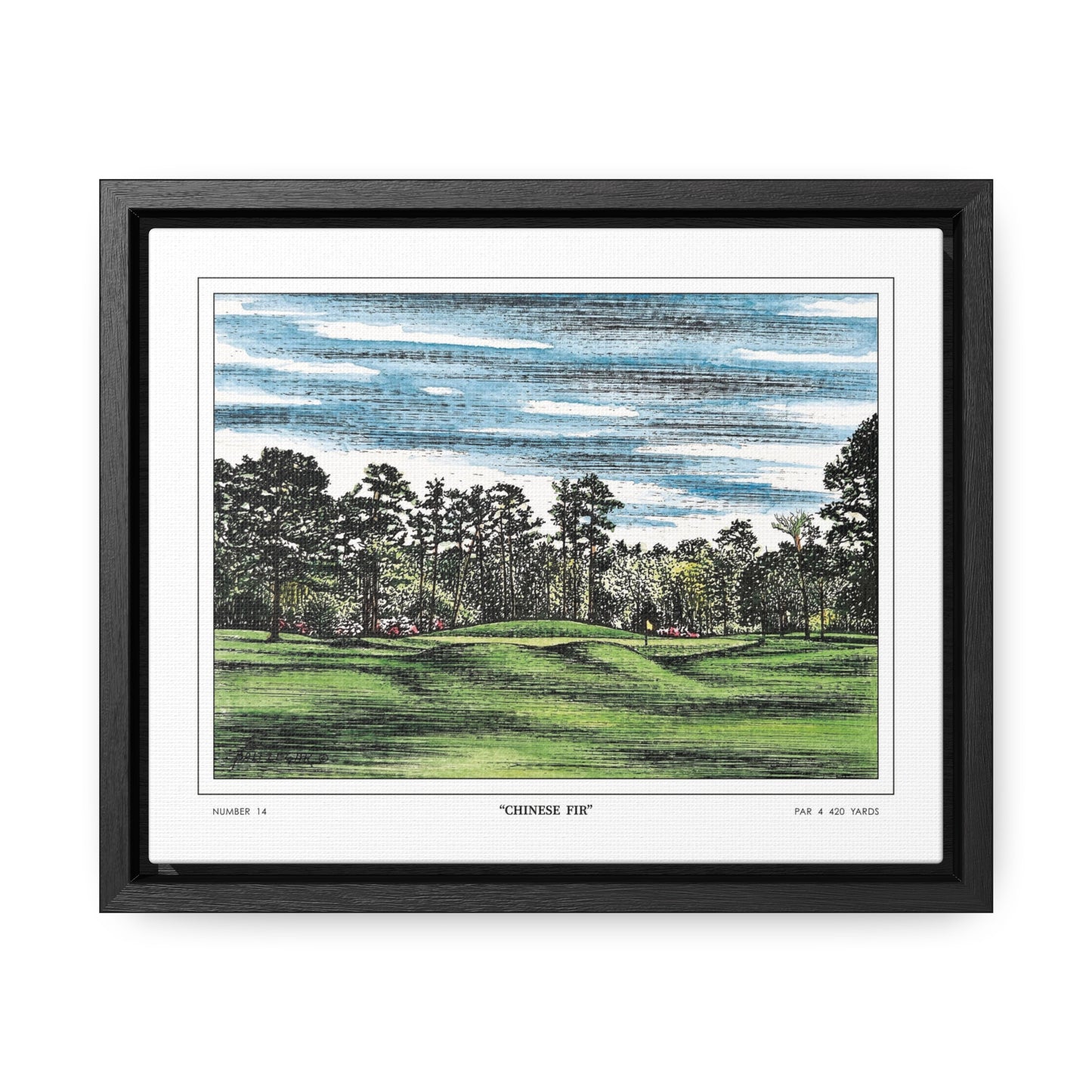 Chinese Fir Framed Canvas Golf Print for Wall