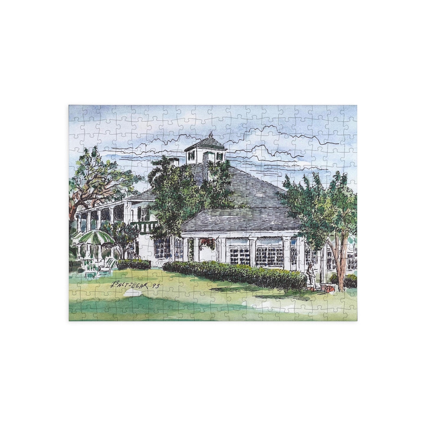 Puzzle of the Antebellum Clubhouse Featuring Original Golf Art