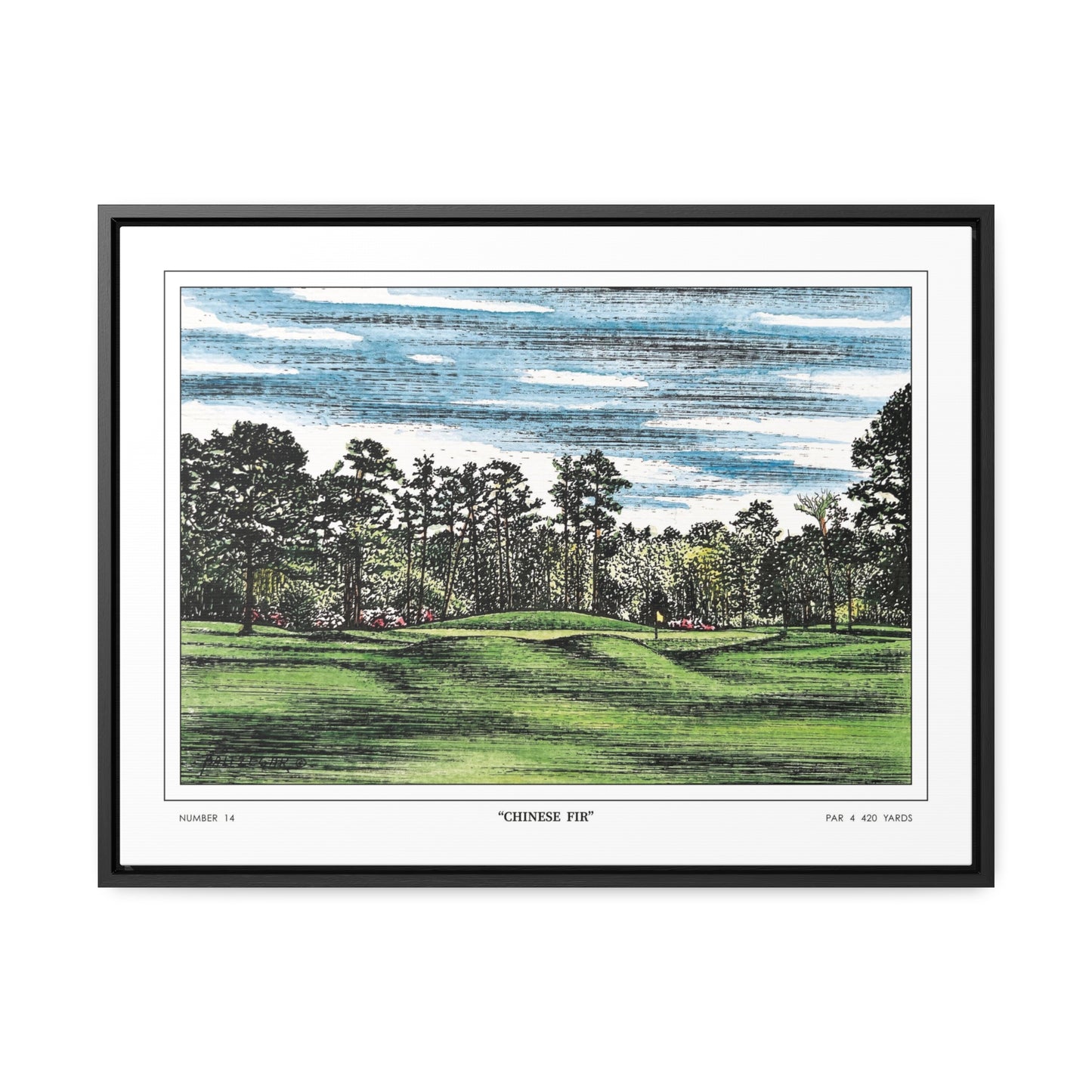 Chinese Fir Framed Canvas Golf Print for Wall