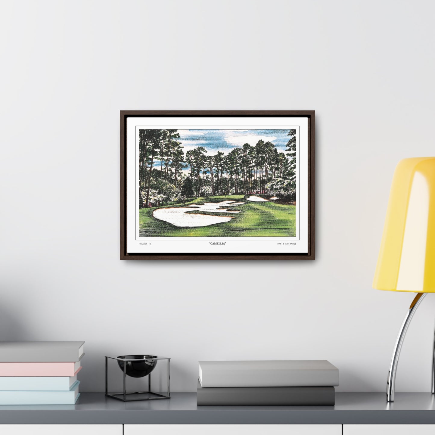 Camellia Watercolor Framed Canvas Golf Art for Wall