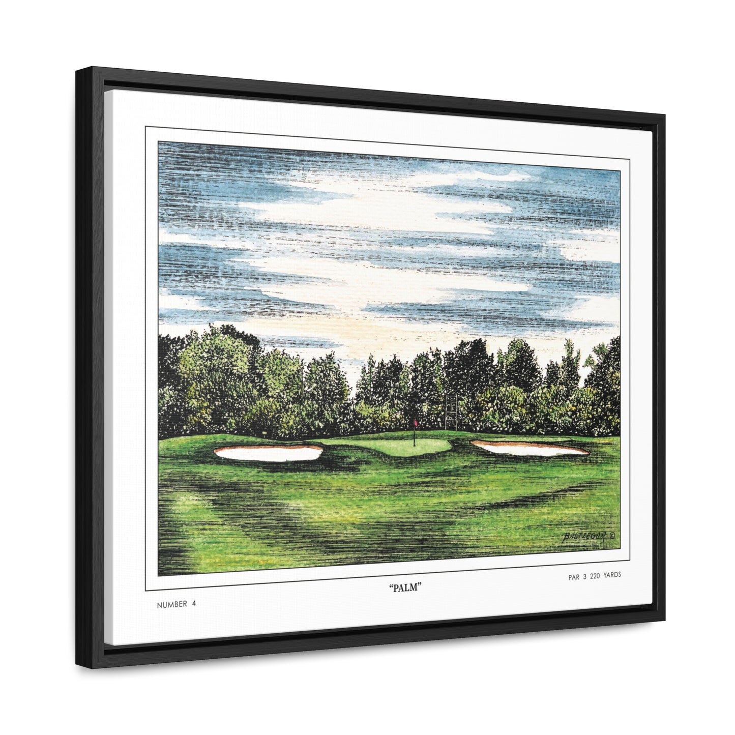 Flowering Crab Apple Watercolor Framed Canvas Golf Art