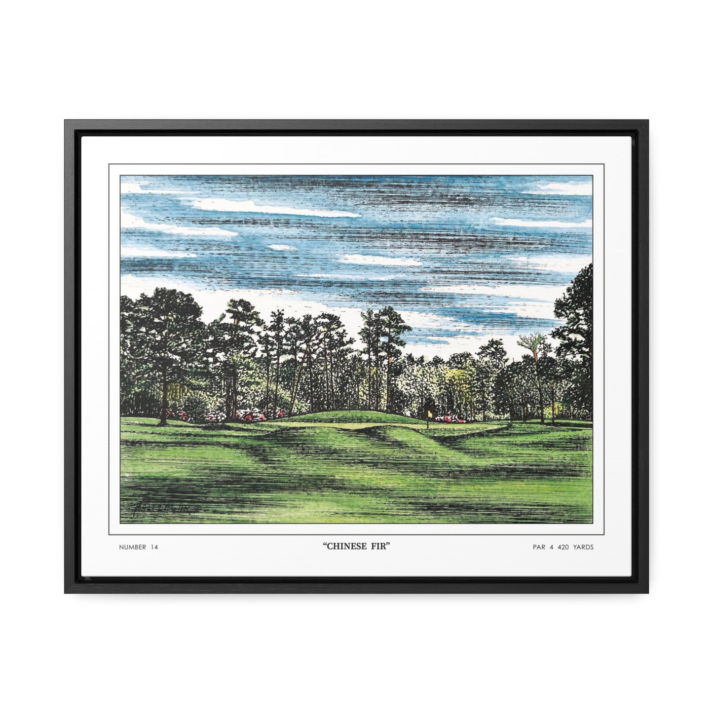 Chinese Fir Framed Canvas Golf Print for Wall