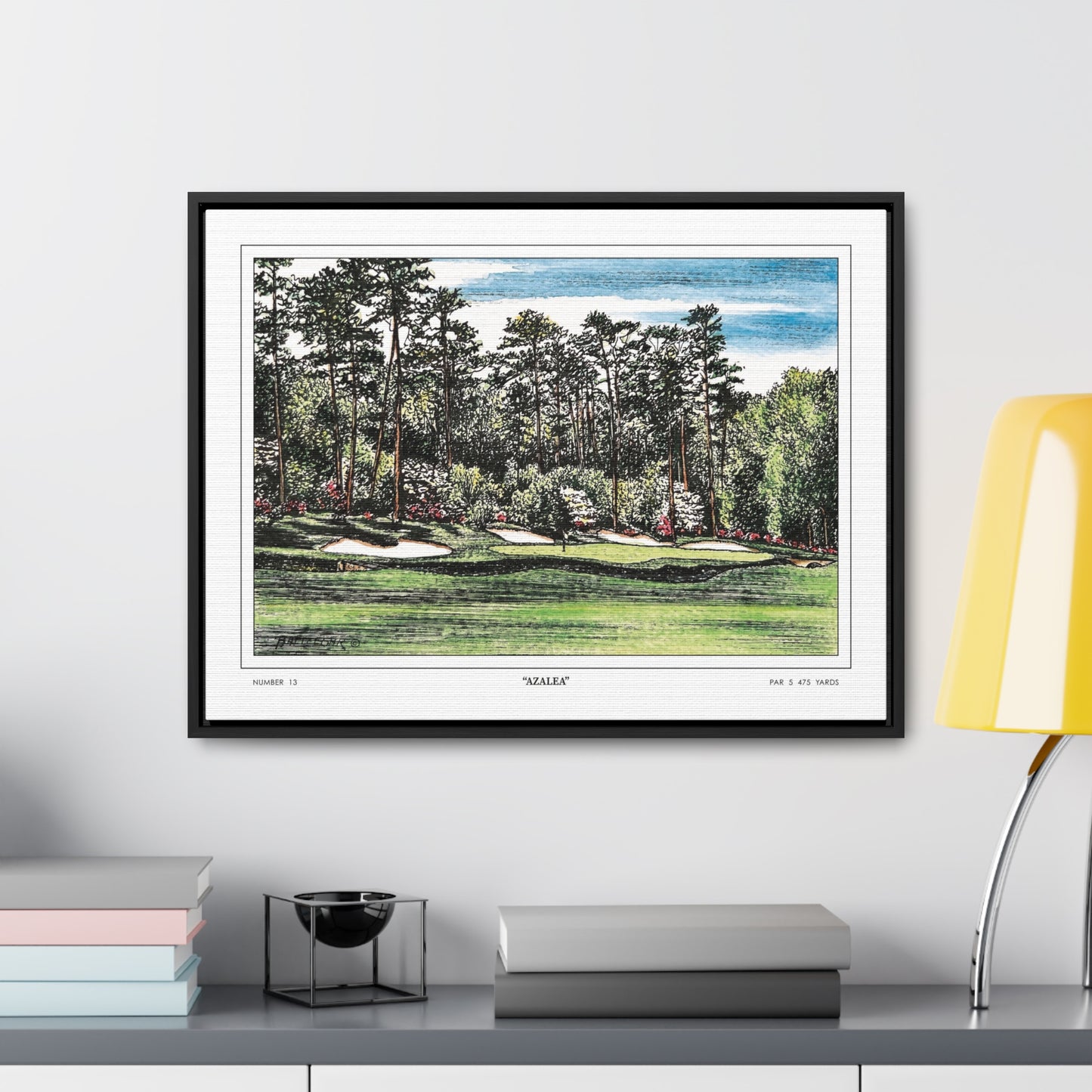 Hole 13 Azalea Framed Canvas Golf Art for Wall