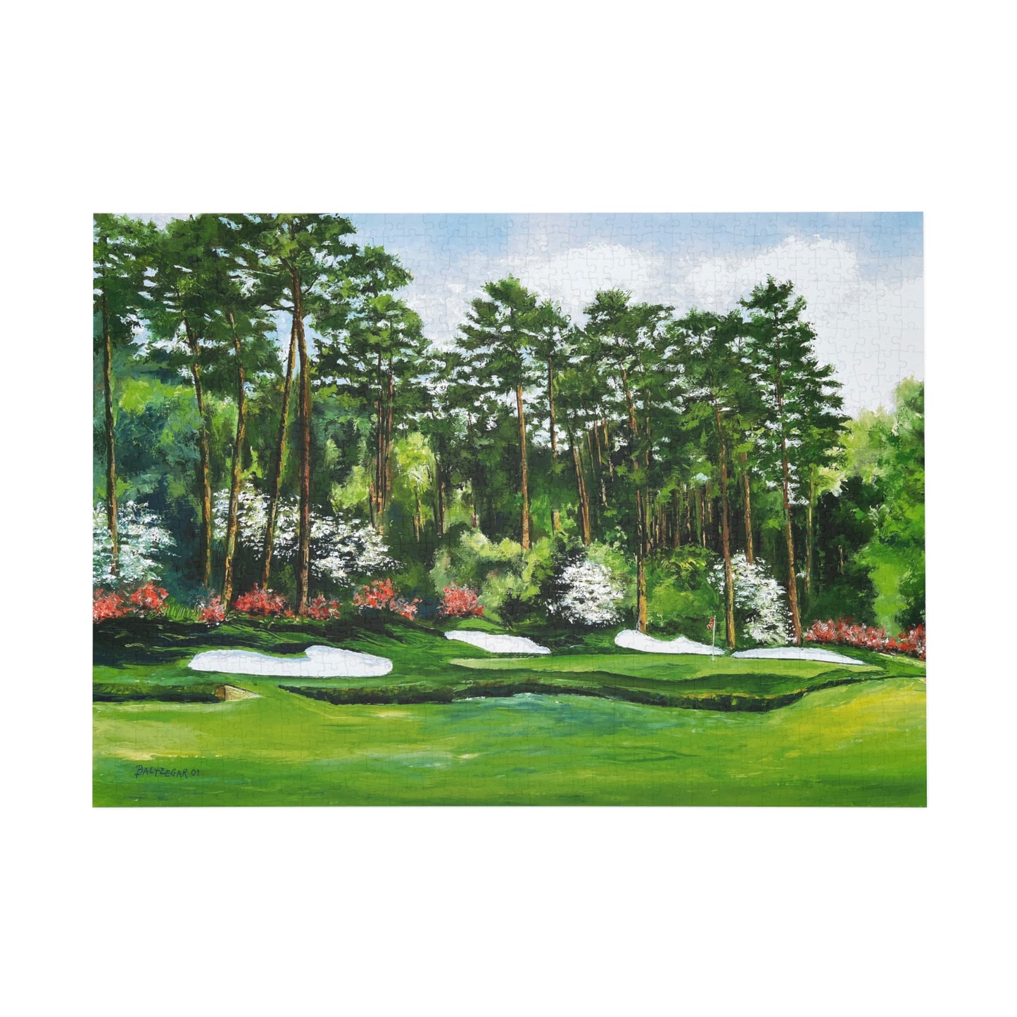 Wooden Jigsaw Puzzle of Hole 13 Azalea Featuring Original Golf Art