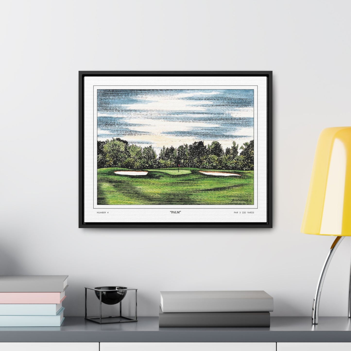 Flowering Crab Apple Watercolor Framed Canvas Golf Art