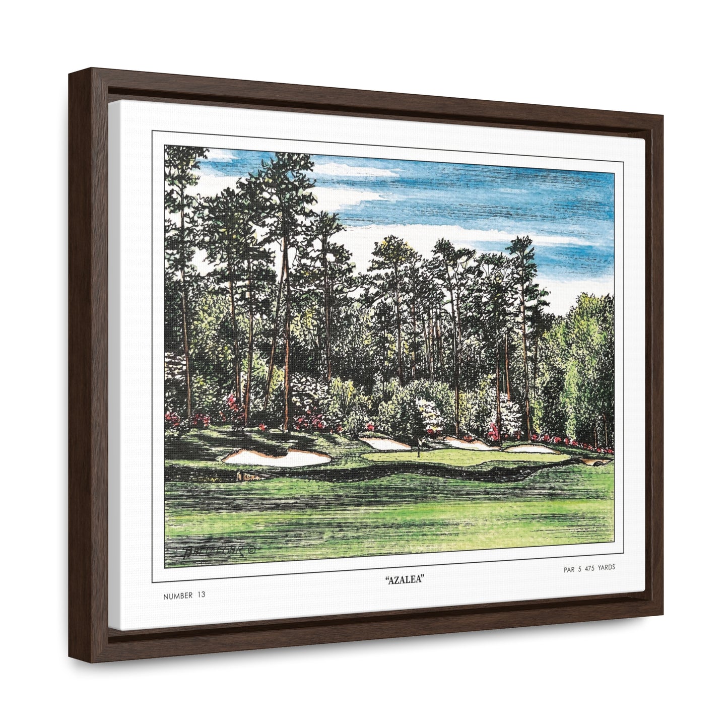 Hole 13 Azalea Framed Canvas Golf Art for Wall