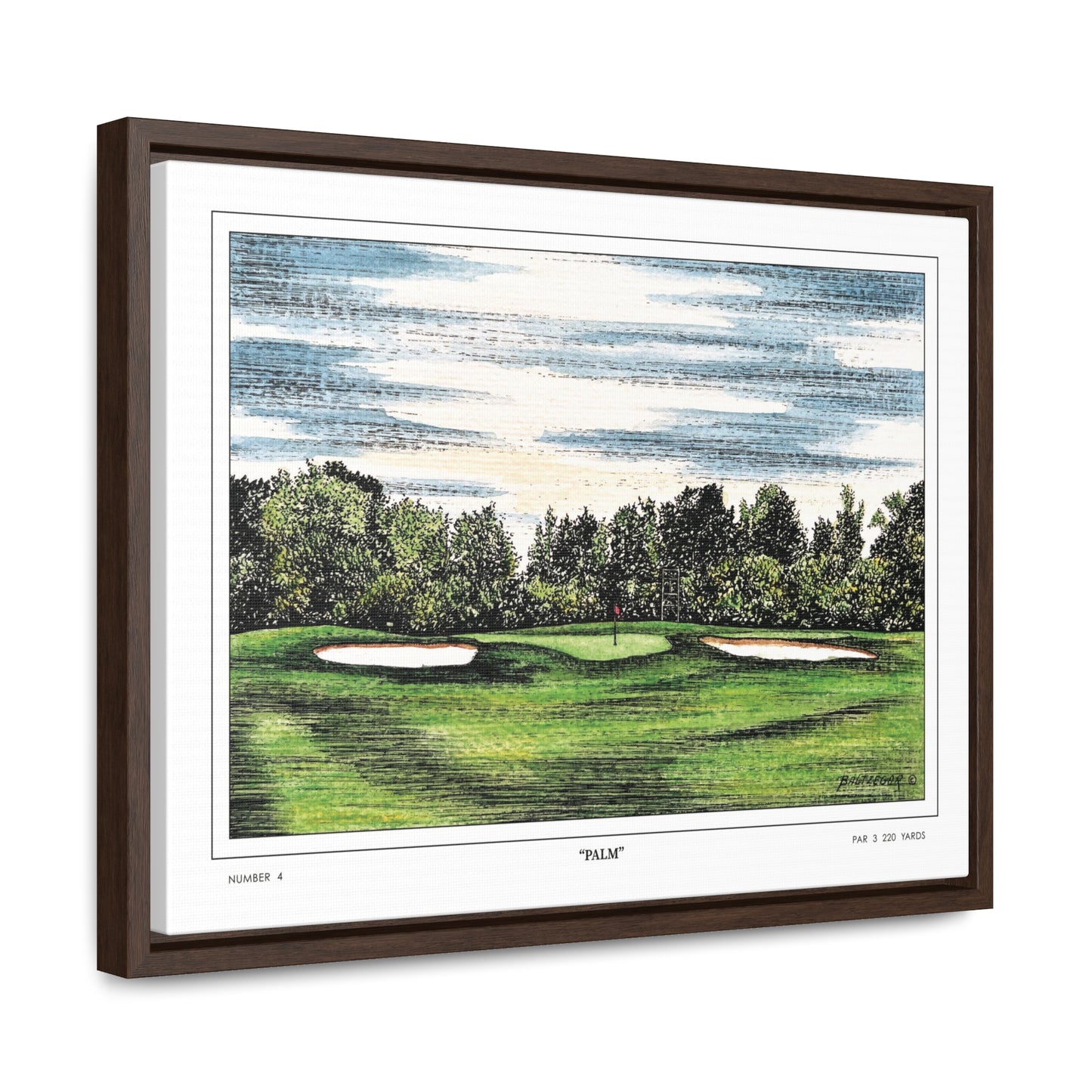 Flowering Crab Apple Watercolor Framed Canvas Golf Art