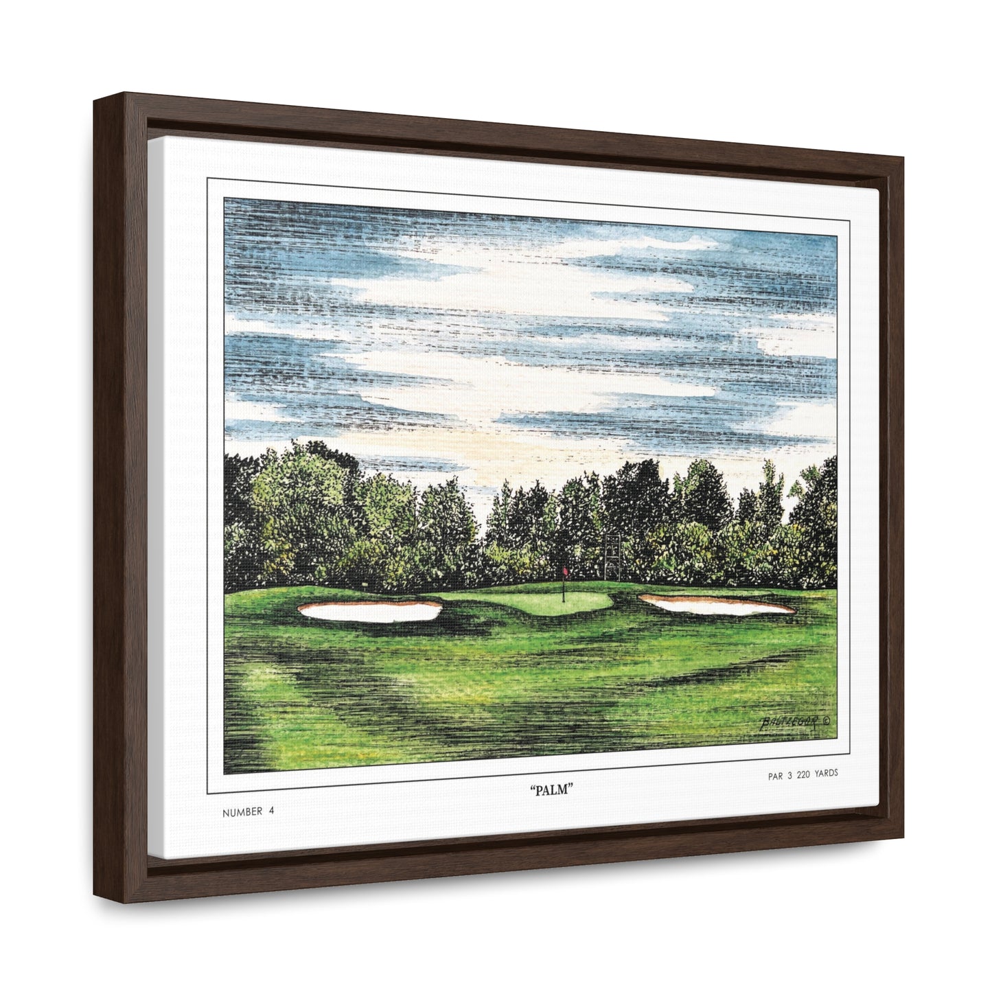 Flowering Crab Apple Watercolor Framed Canvas Golf Art