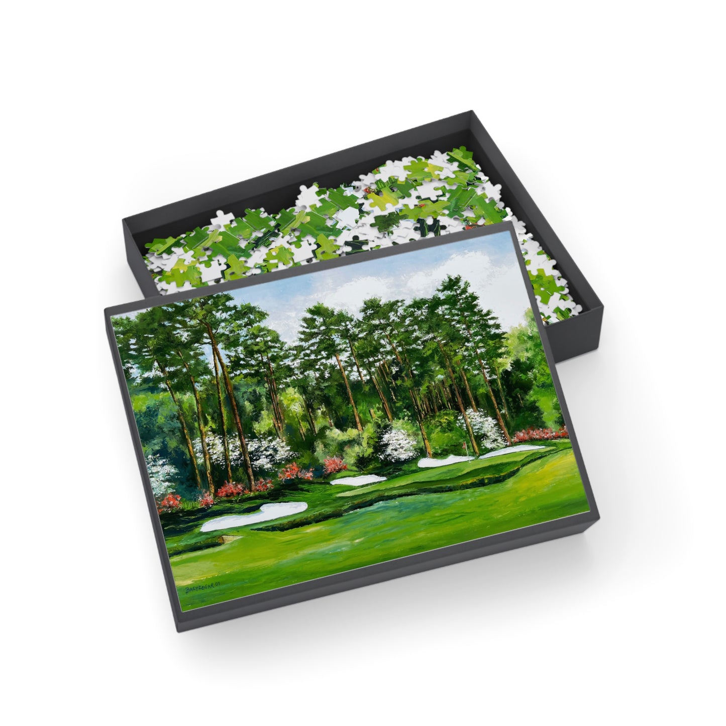 Wooden Jigsaw Puzzle of Hole 13 Azalea Featuring Original Golf Art