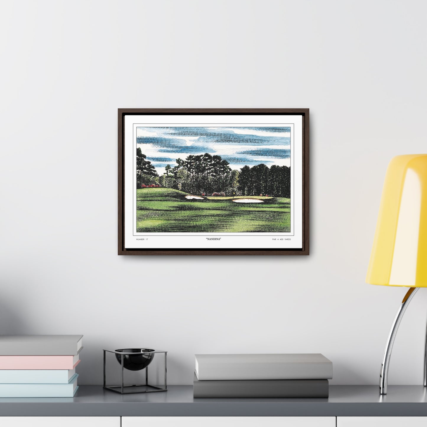 Nandina Augusta National Hole 17 Watercolor Painting | Original Masters Golf Art for Wall | Framed Horizontal Stretched Canvas Print