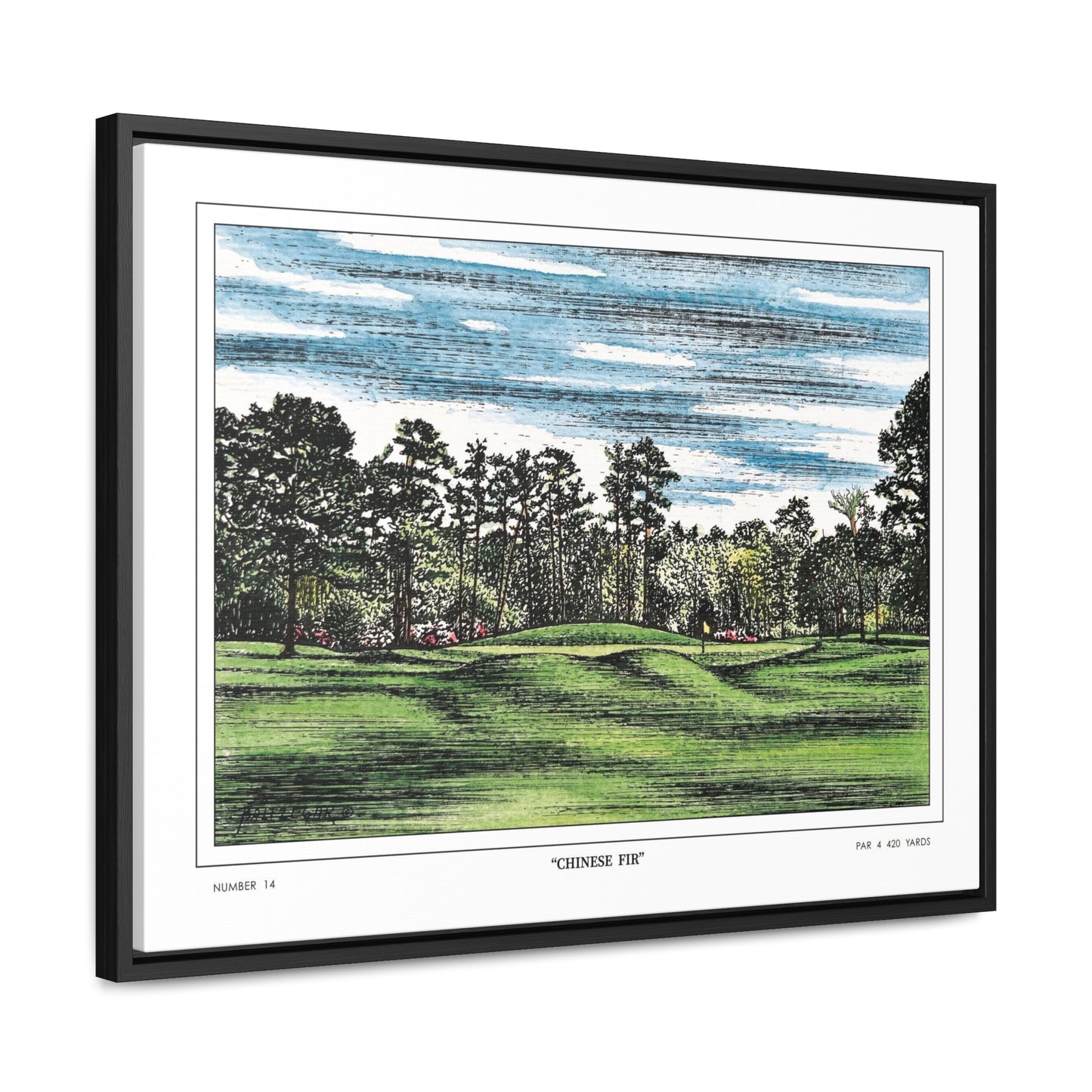 Chinese Fir Framed Canvas Golf Print for Wall