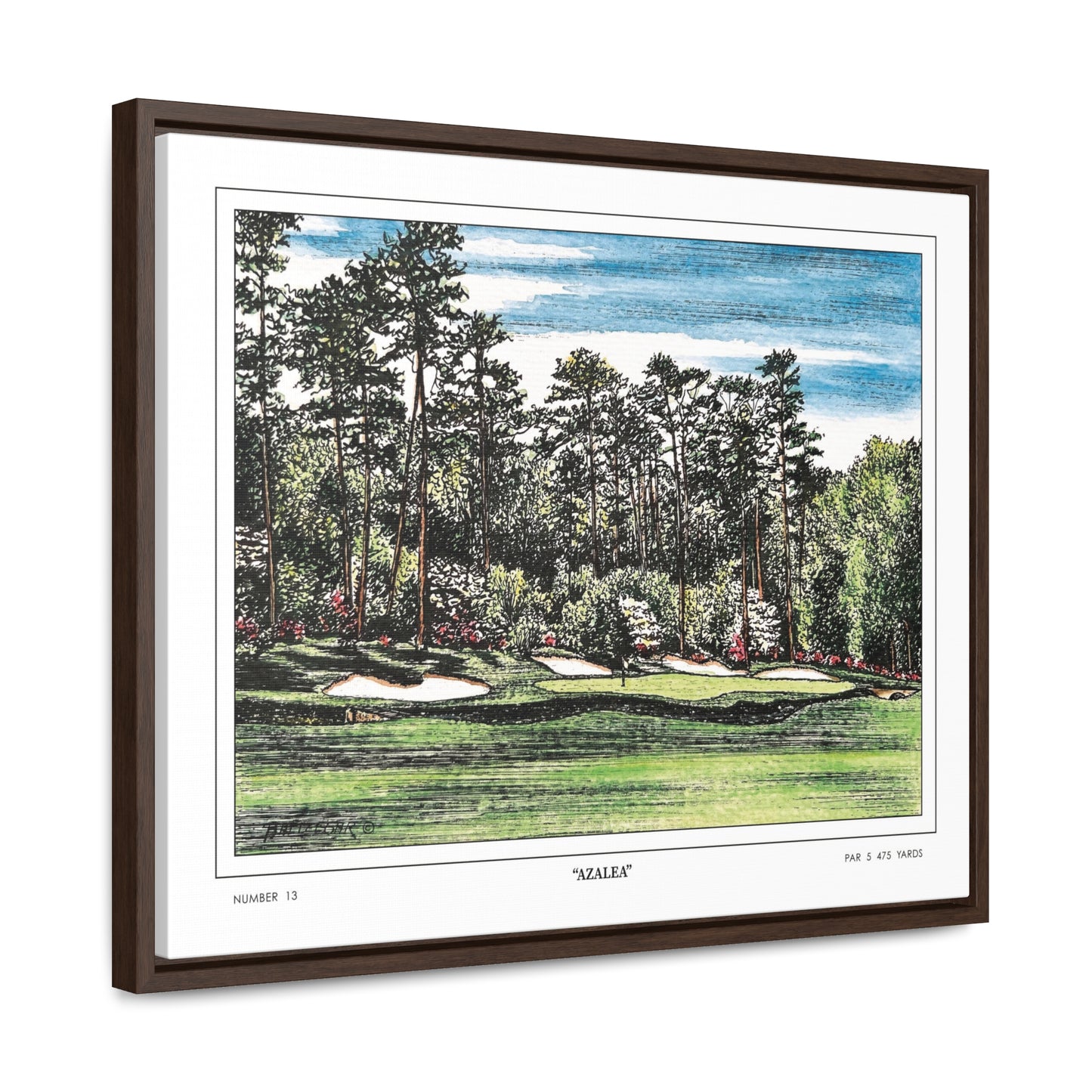 Hole 13 Azalea Framed Canvas Golf Art for Wall