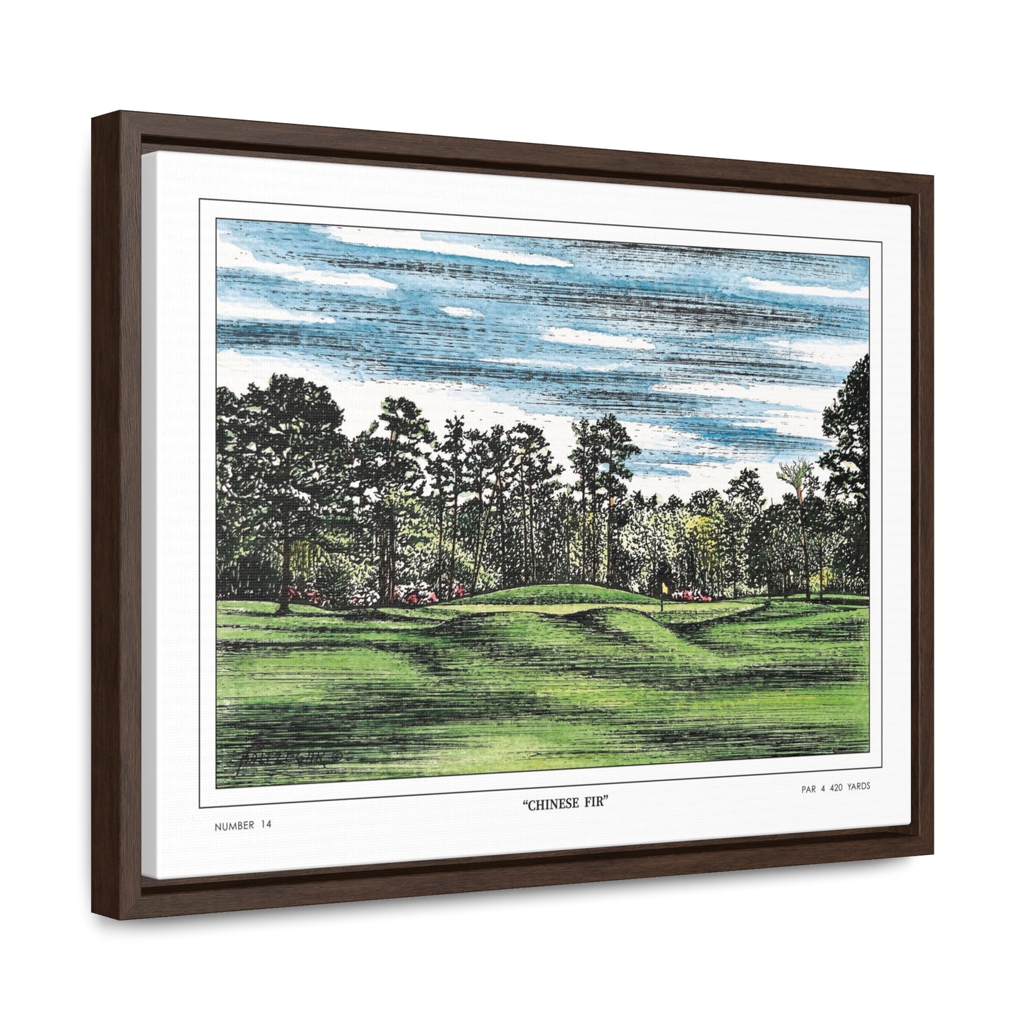 Chinese Fir Framed Canvas Golf Print for Wall