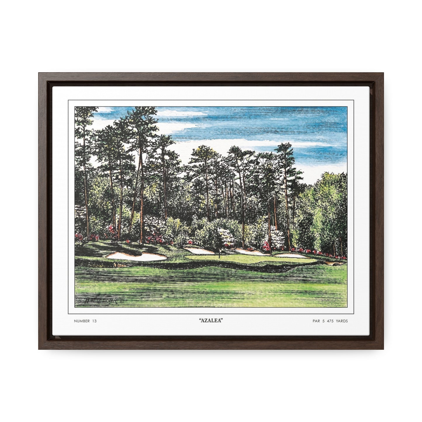 Hole 13 Azalea Framed Canvas Golf Art for Wall