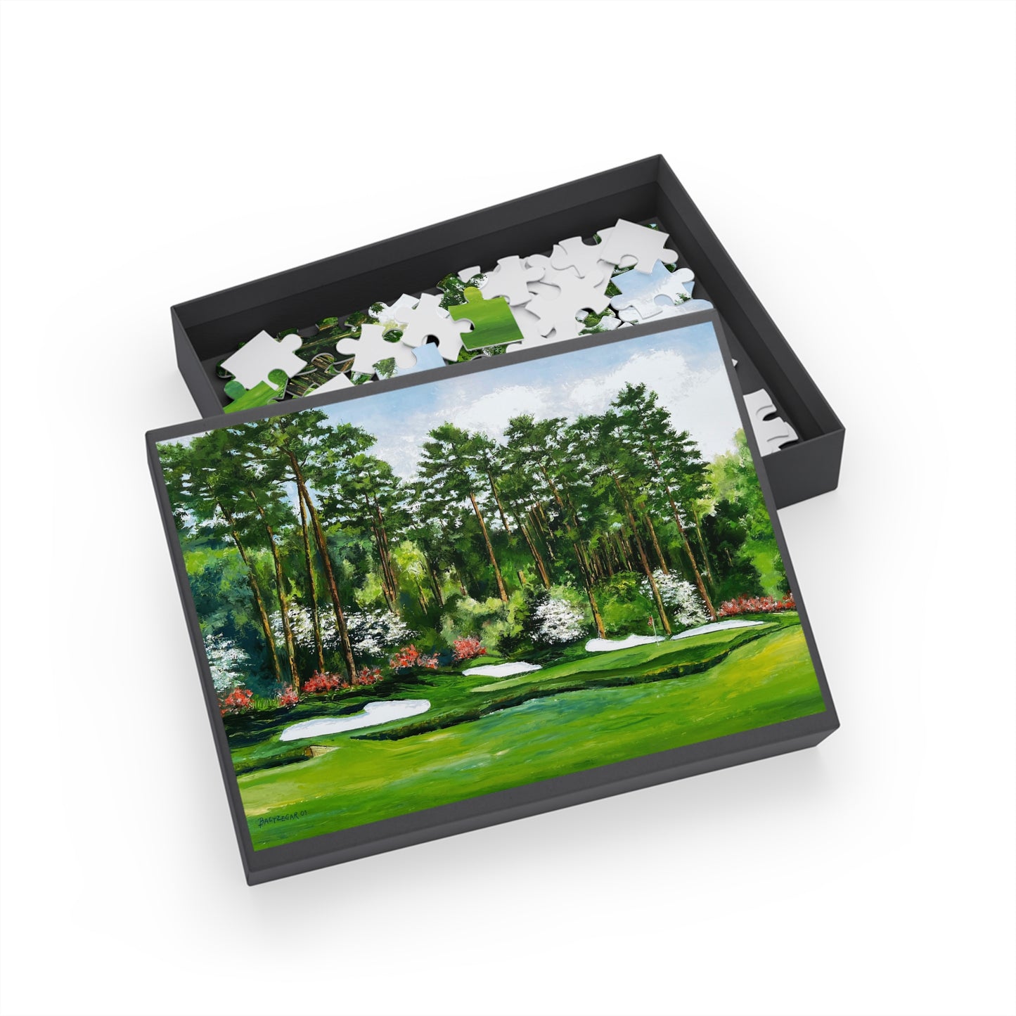 Wooden Jigsaw Puzzle of Hole 13 Azalea Featuring Original Golf Art