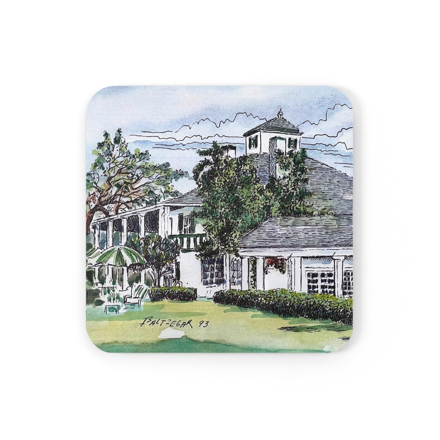 Antebellum Clubhouse Golf-Themed Cork Coasters