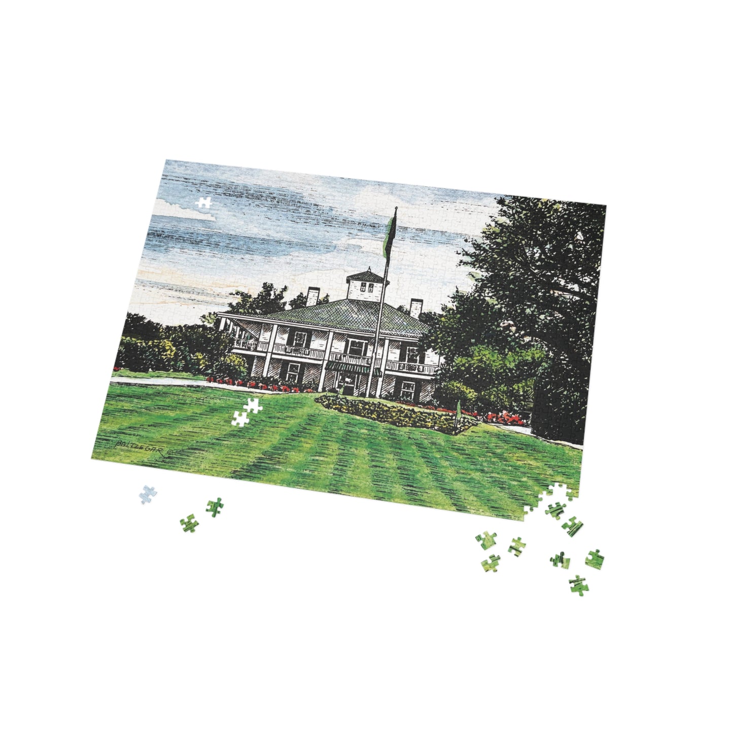 Antebellum Clubhouse Golf Themed Jigsaw Puzzle