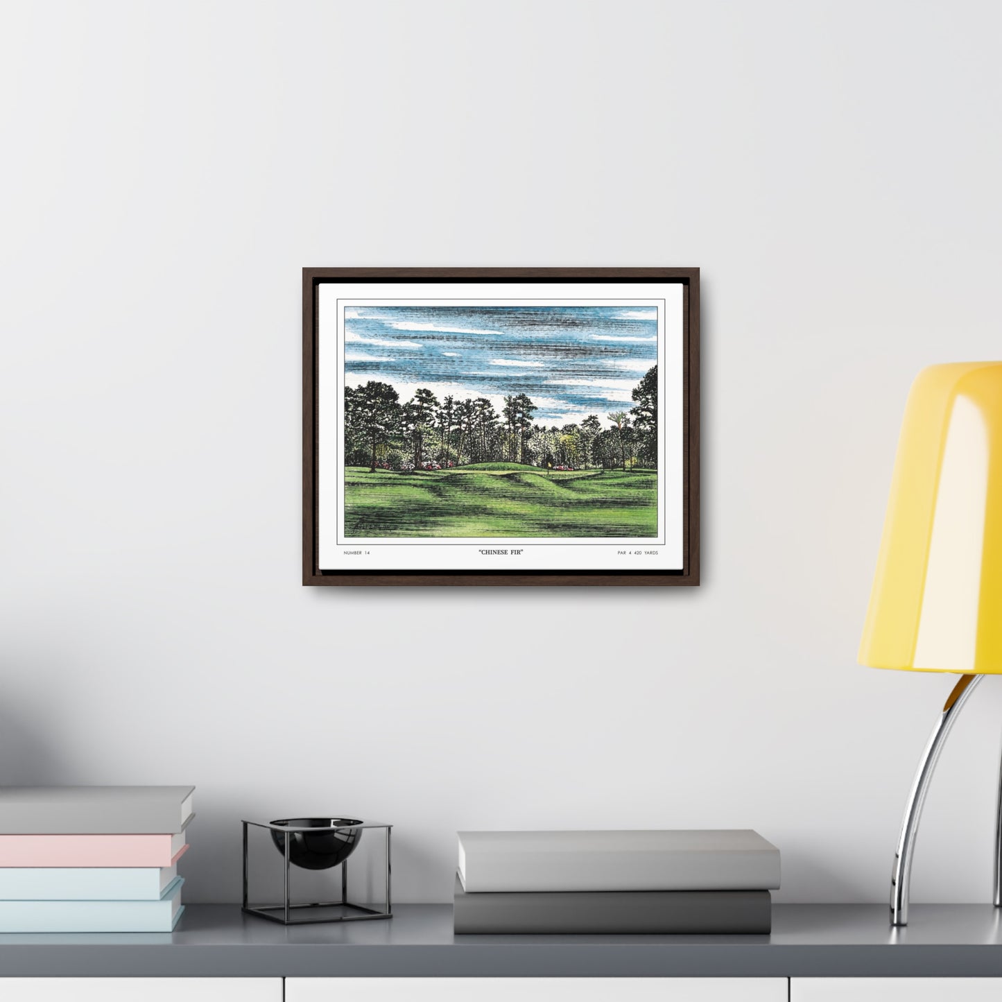 Chinese Fir Framed Canvas Golf Print for Wall