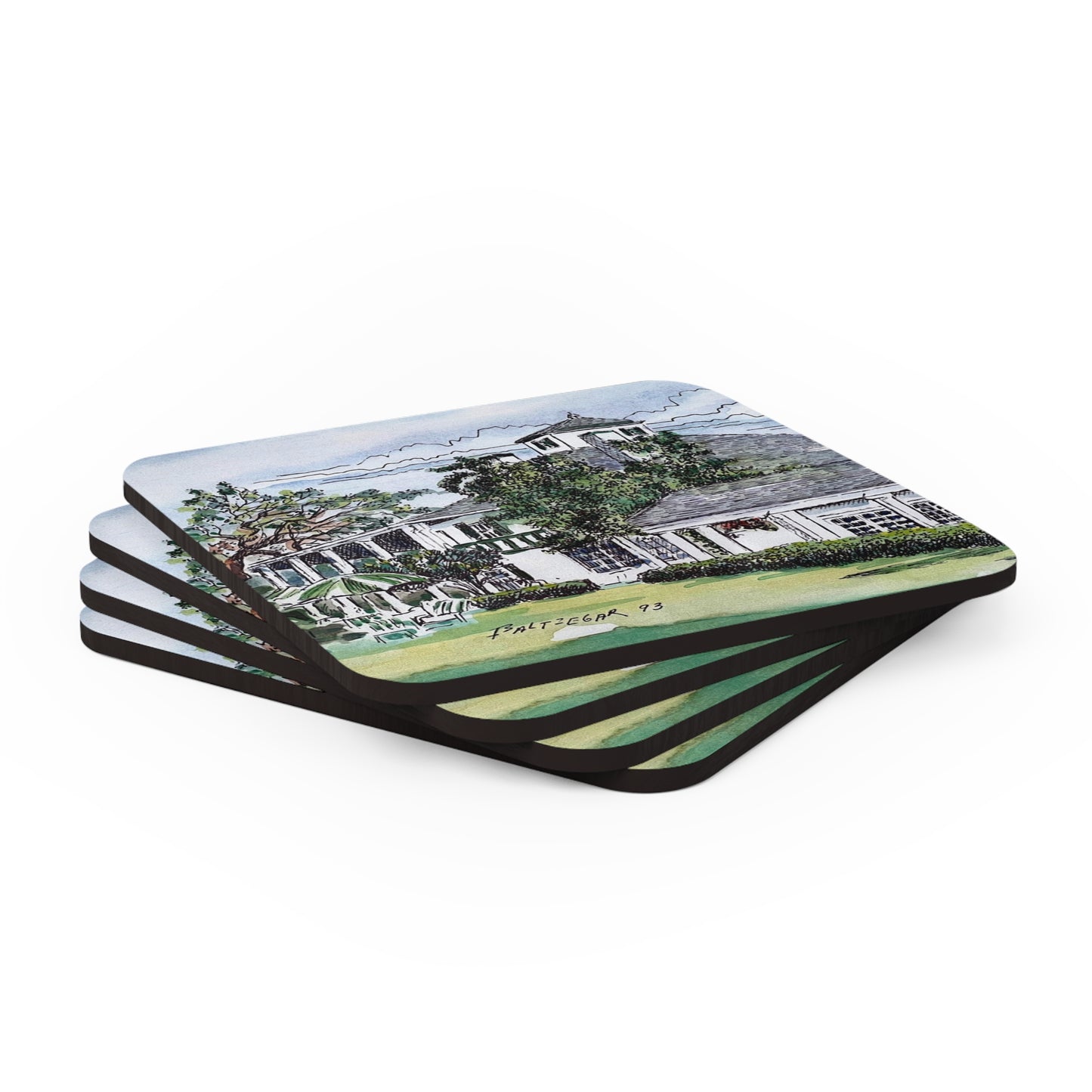 Antebellum Clubhouse Golf-Themed Cork Coasters