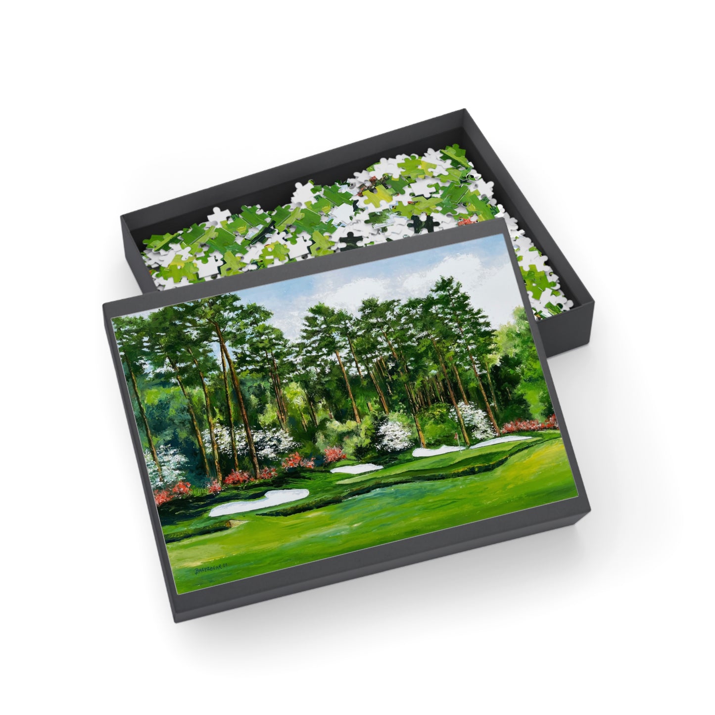 Wooden Jigsaw Puzzle of Hole 13 Azalea Featuring Original Golf Art