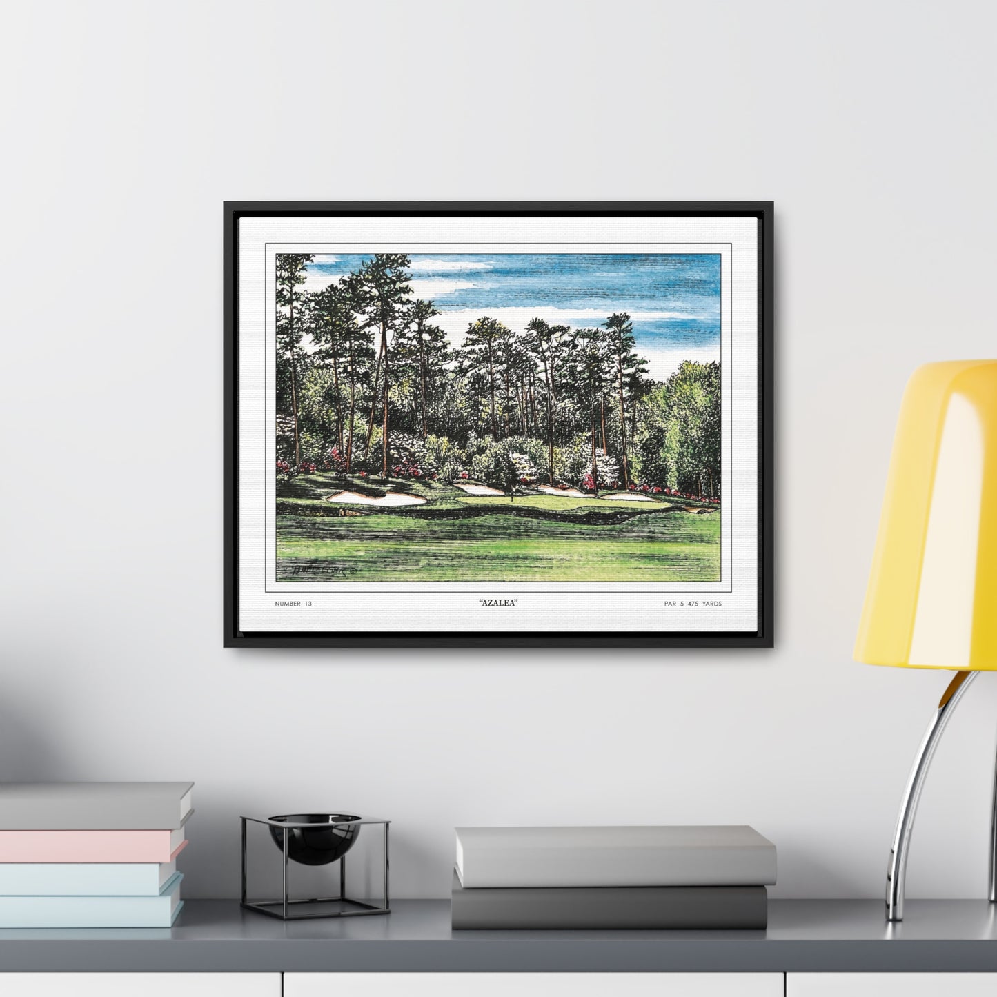 Hole 13 Azalea Framed Canvas Golf Art for Wall