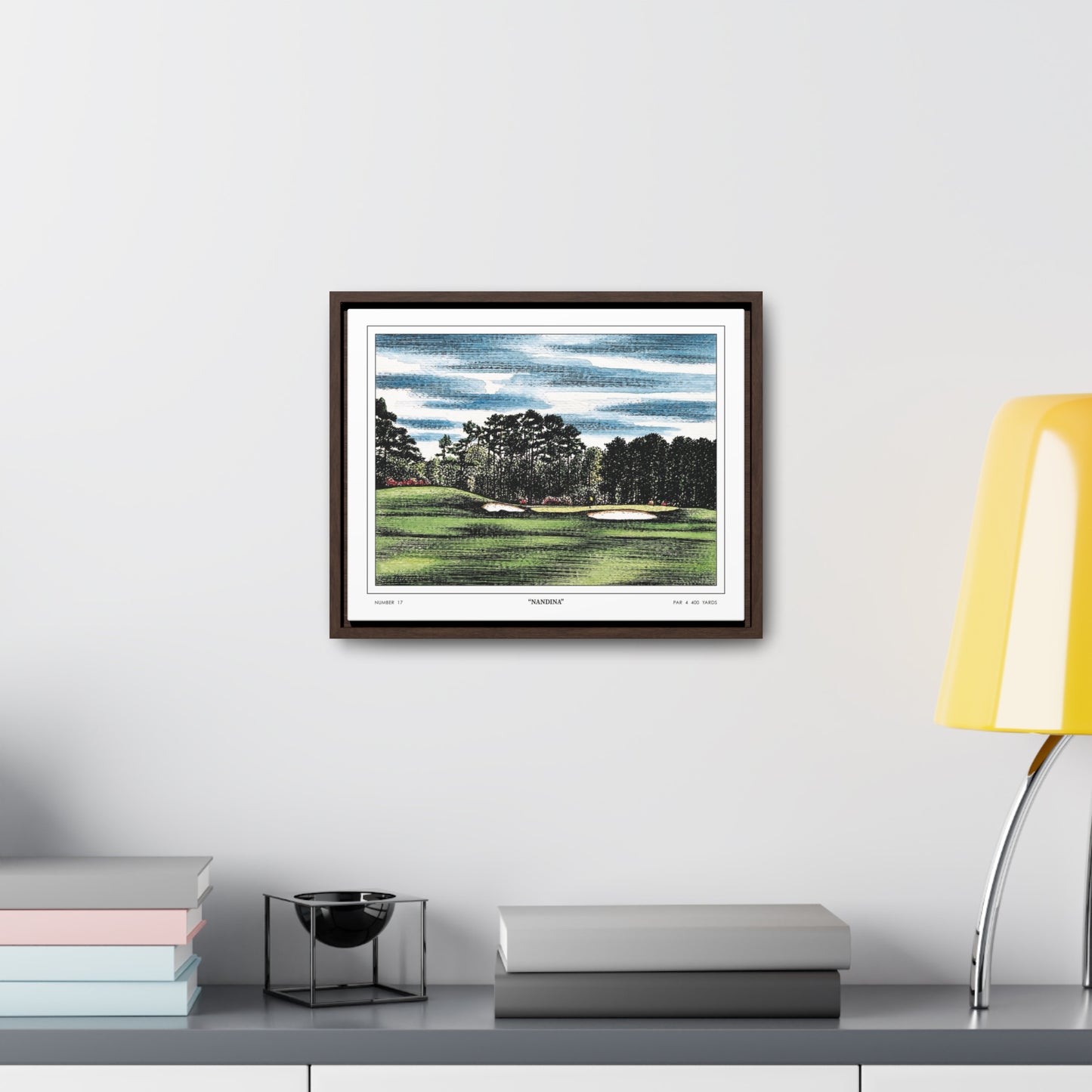 Nandina Augusta National Hole 17 Watercolor Painting | Original Masters Golf Art for Wall | Framed Horizontal Stretched Canvas Print