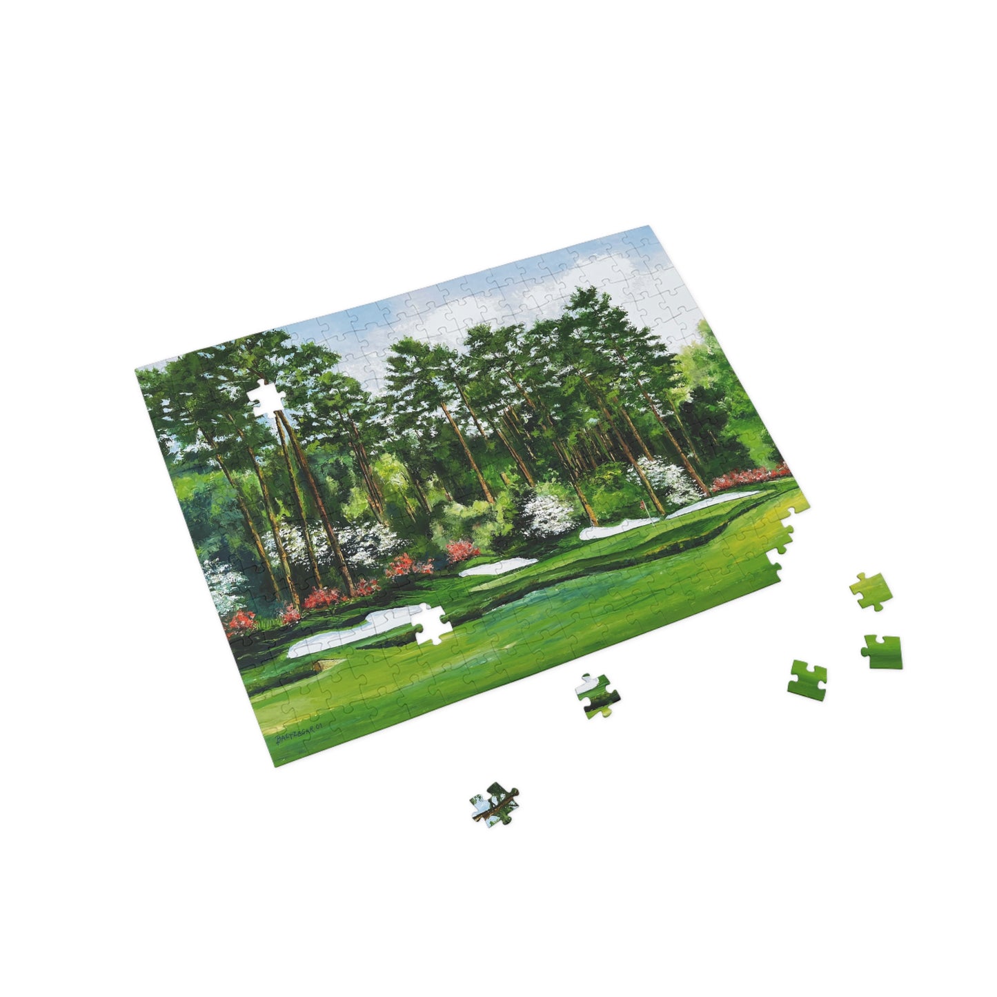 Wooden Jigsaw Puzzle of Hole 13 Azalea Featuring Original Golf Art