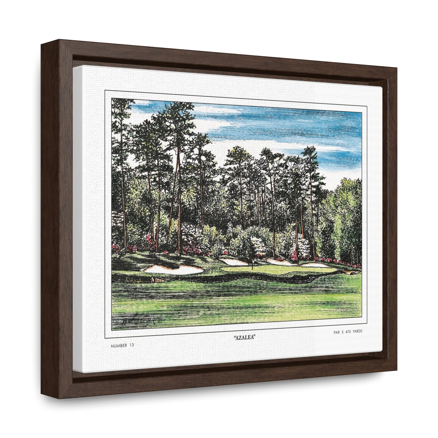 Hole 13 Azalea Framed Canvas Golf Art for Wall