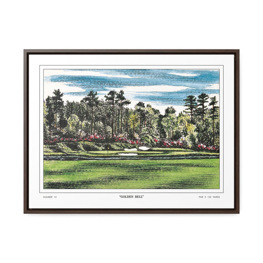 Golden Bell Hole 12 Watercolor Painting Framed Golf Art