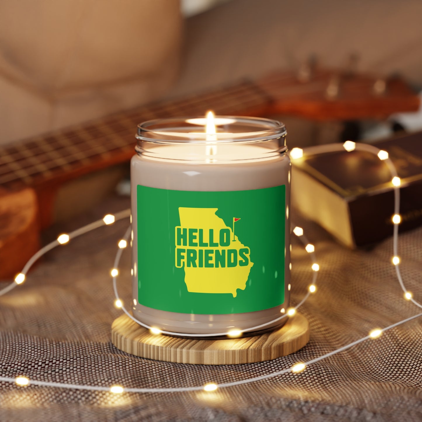 Hello Friends Golf Themed Scented Candle Featuring Original Golf Art